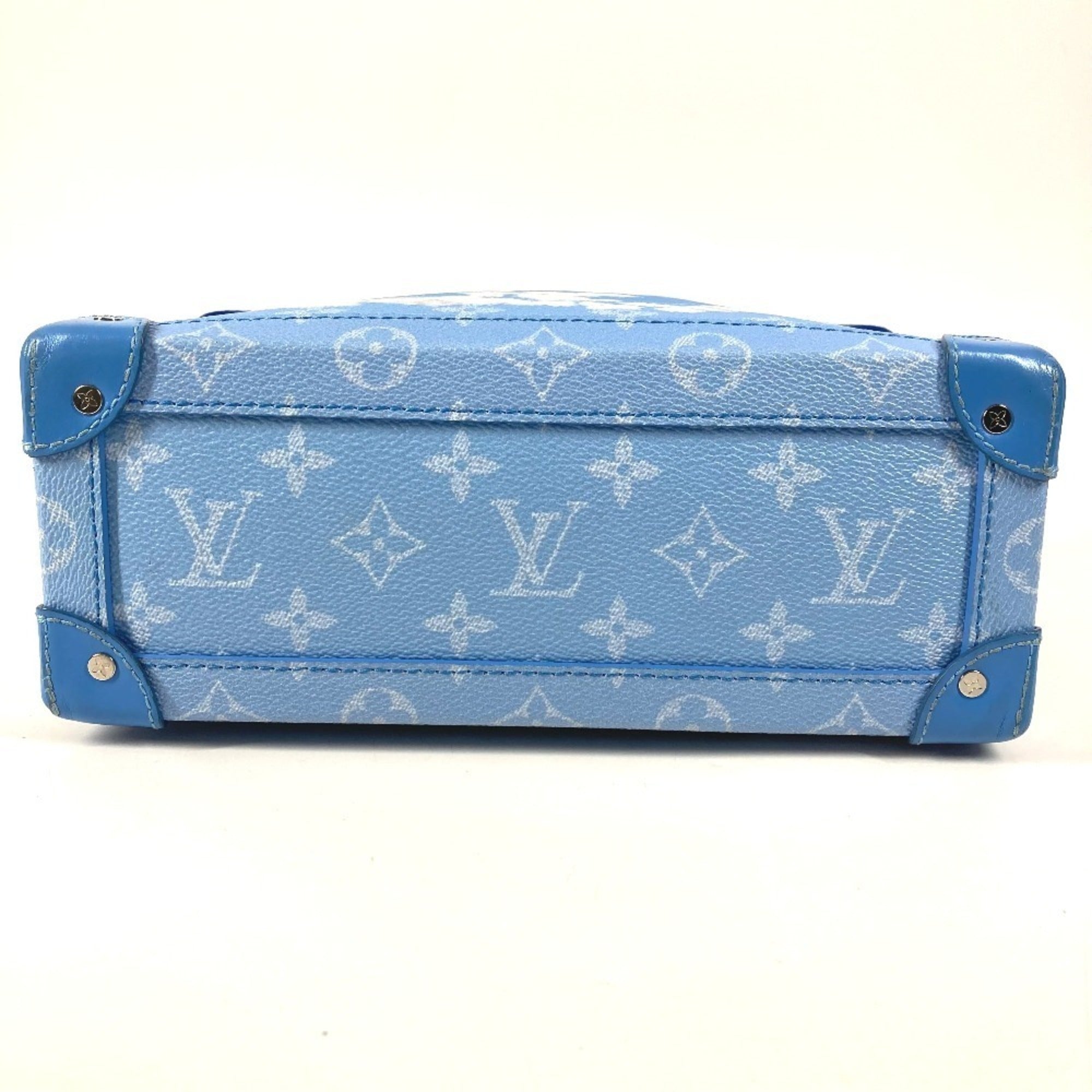 Louis Vuitton Blue White Canvas Leather Shoulder Bag (Pre-Owned)