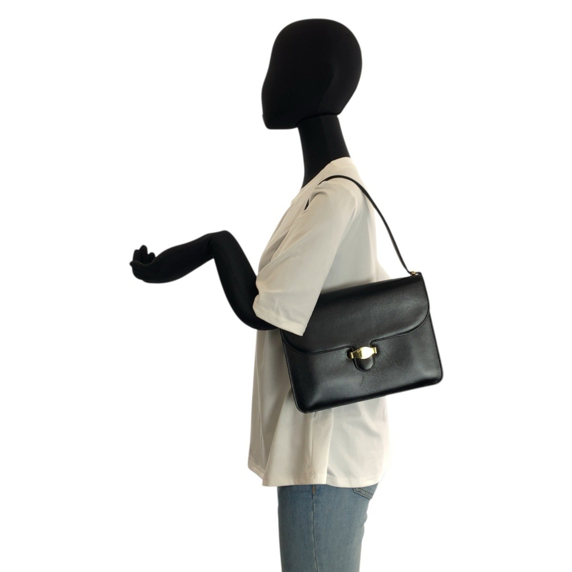 Christian Dior Black Leather Handbag Shoulder Bag (Pre-Owned)