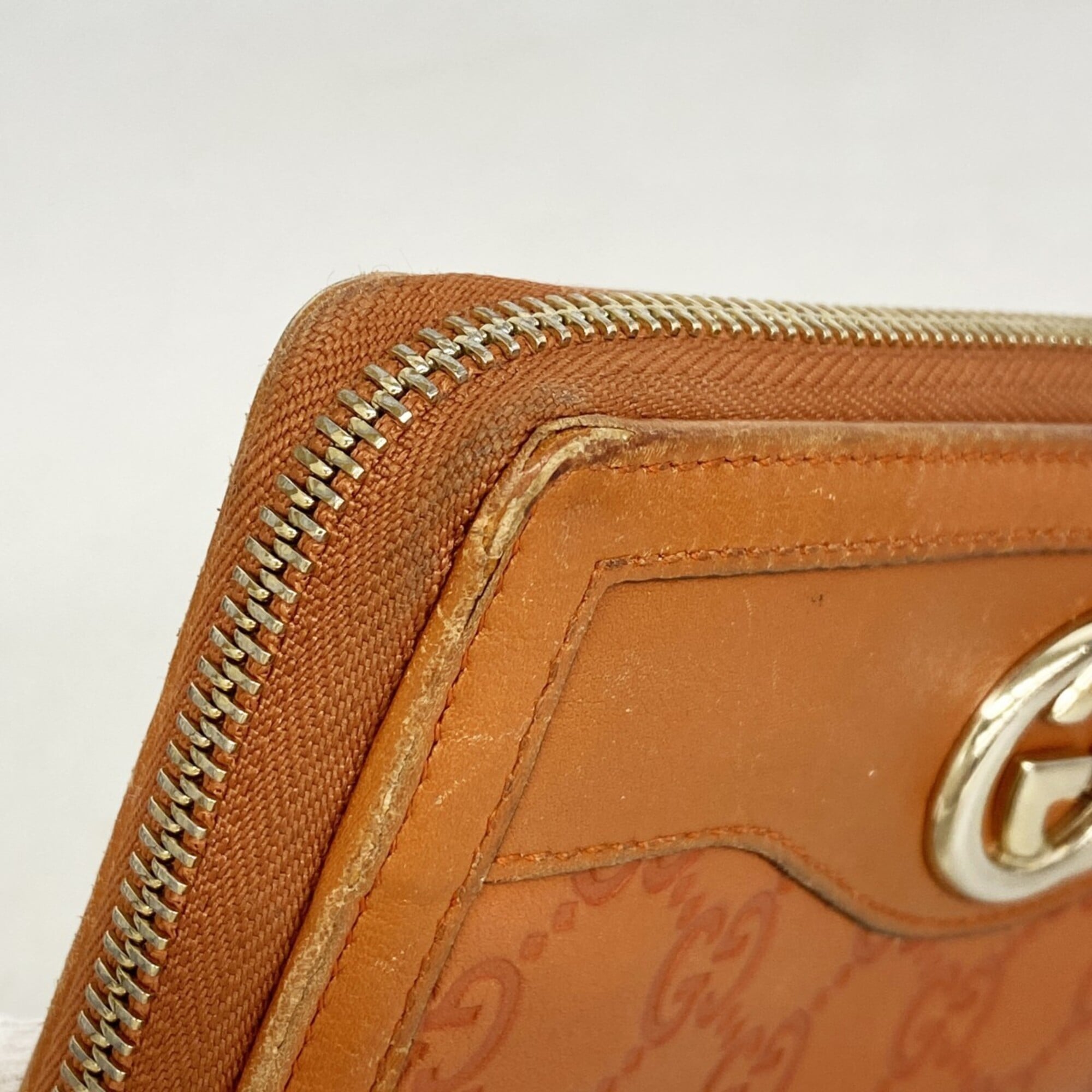 Gucci Orange Leather Long Wallet (Bi-Fold) (Pre-Owned)