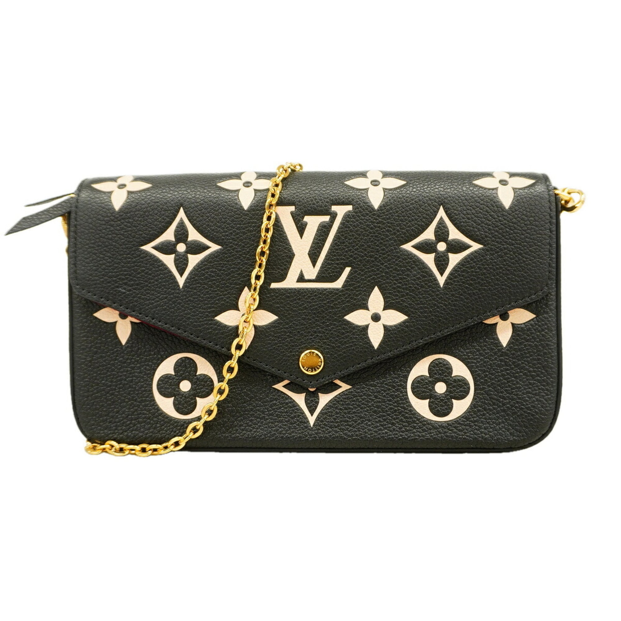 Louis Vuitton Beige Black Chain/Shoulder Wallet (Pre-Owned)