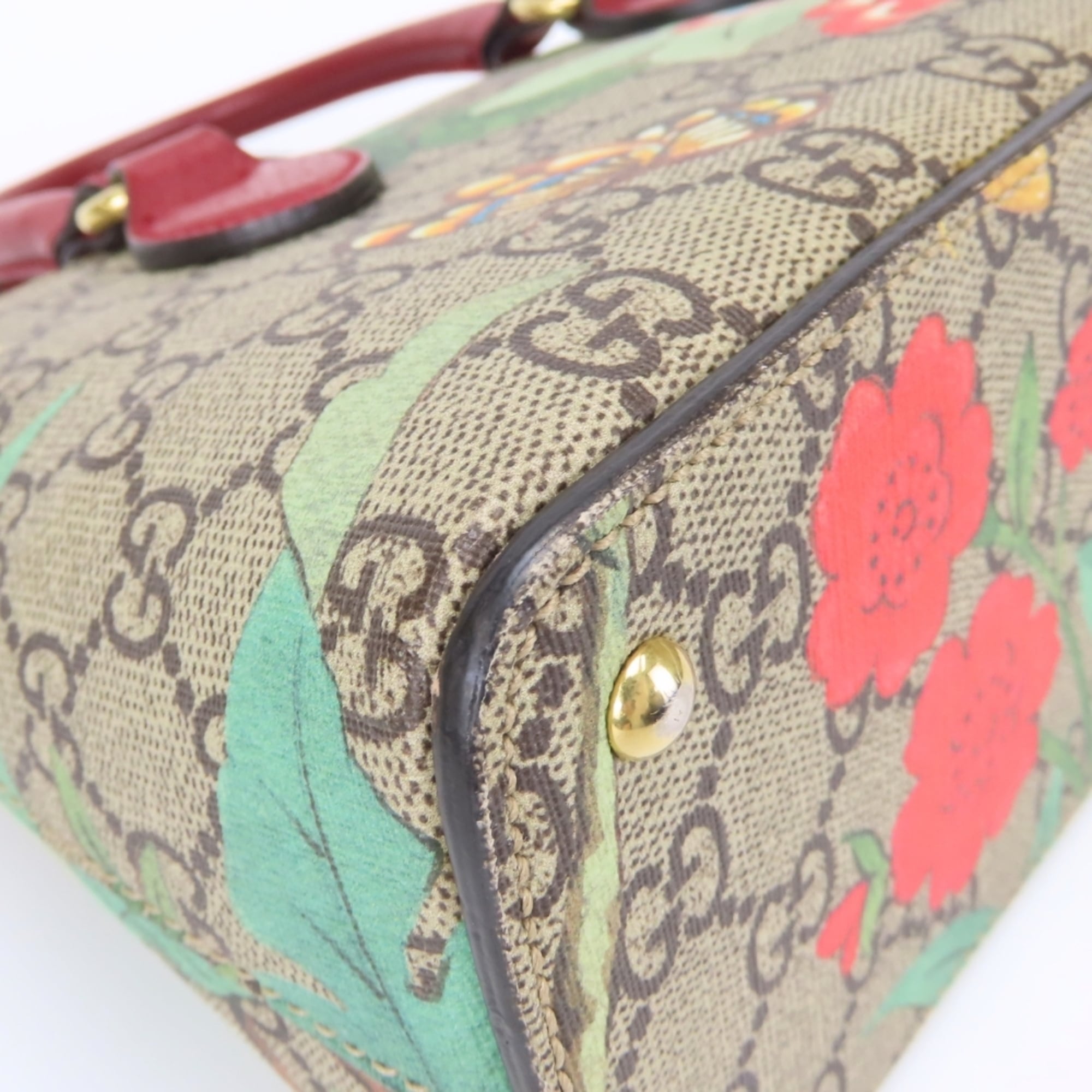 Gucci Beige Multi-Color Red Color Gg Supreme Canvas Handbag Shoulder Bag (Pre-Owned)