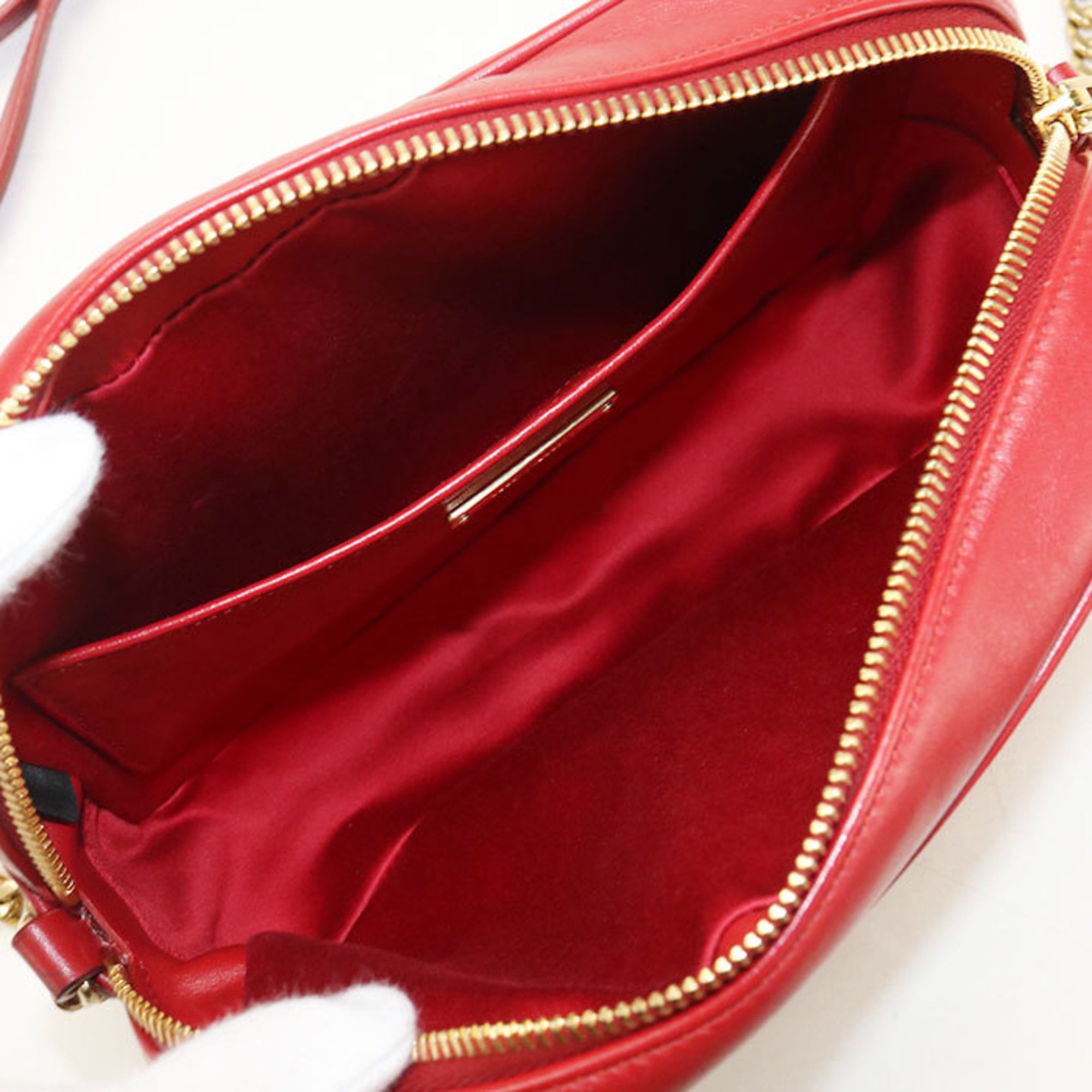 Miu Miu Red Color Leather Shoulder Bag (Pre-Owned)