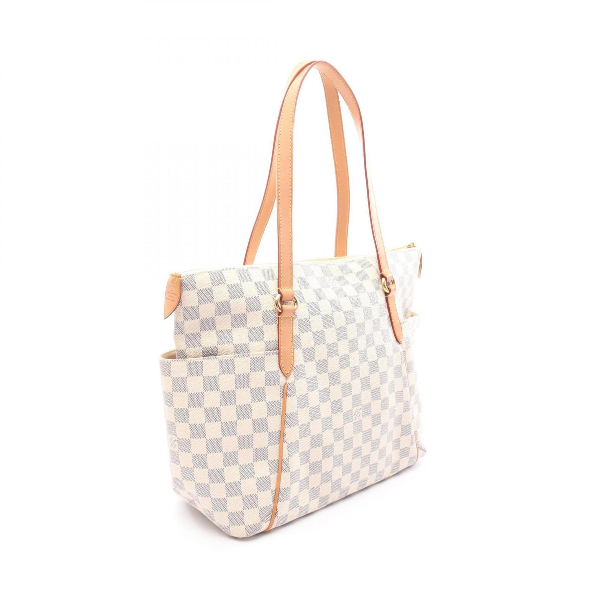 Louis Vuitton White Coated Canvas Pvc Damier Azur Leather Handbag Tote Bag (Pre-Owned)