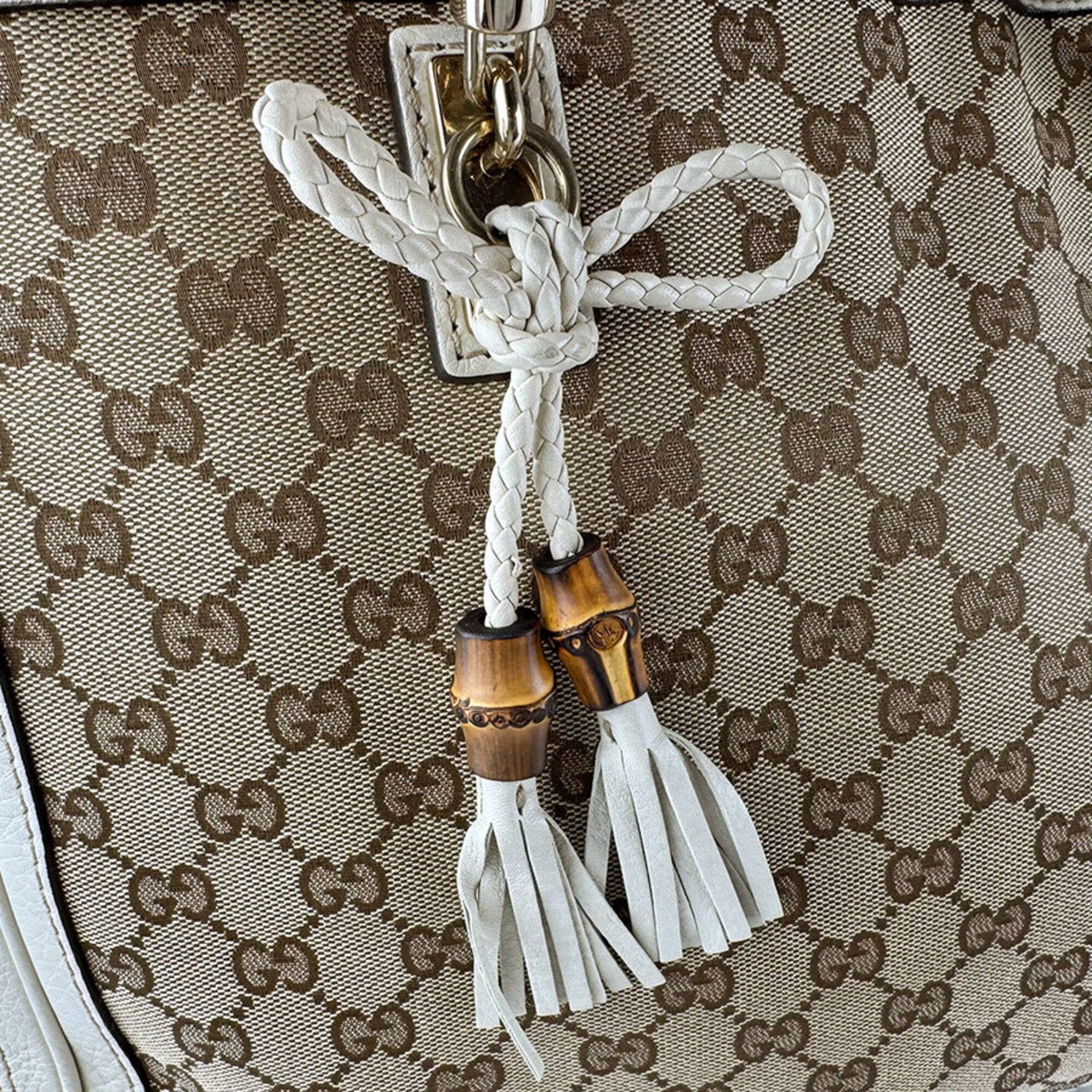 Gucci Brown Ivory Gg Canvas Leather Handbag (Pre-Owned)