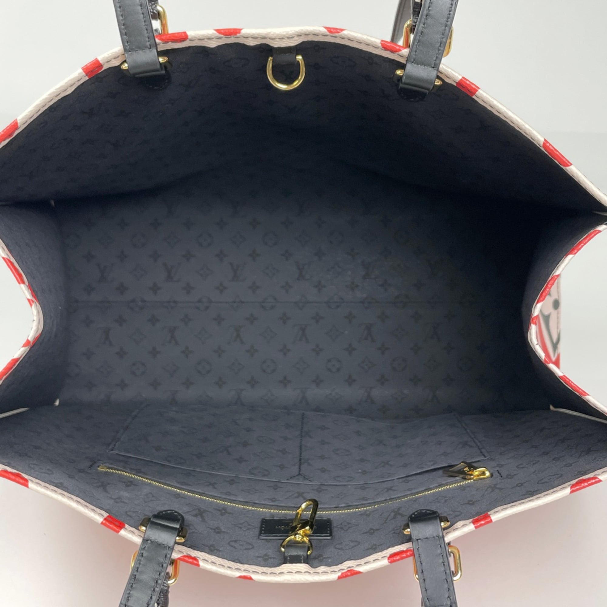 Louis Vuitton Cream Multi-Color Red Color Monogram Tote Bag (Pre-Owned)