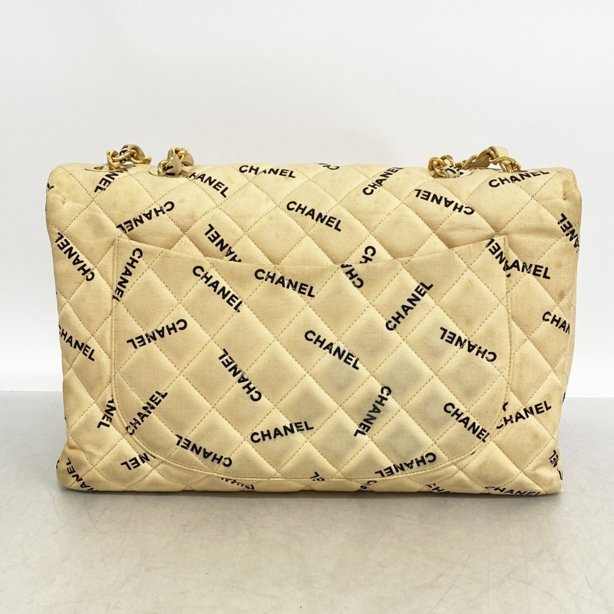 Chanel Beige Canvas Shoulder Bag (Pre-Owned)