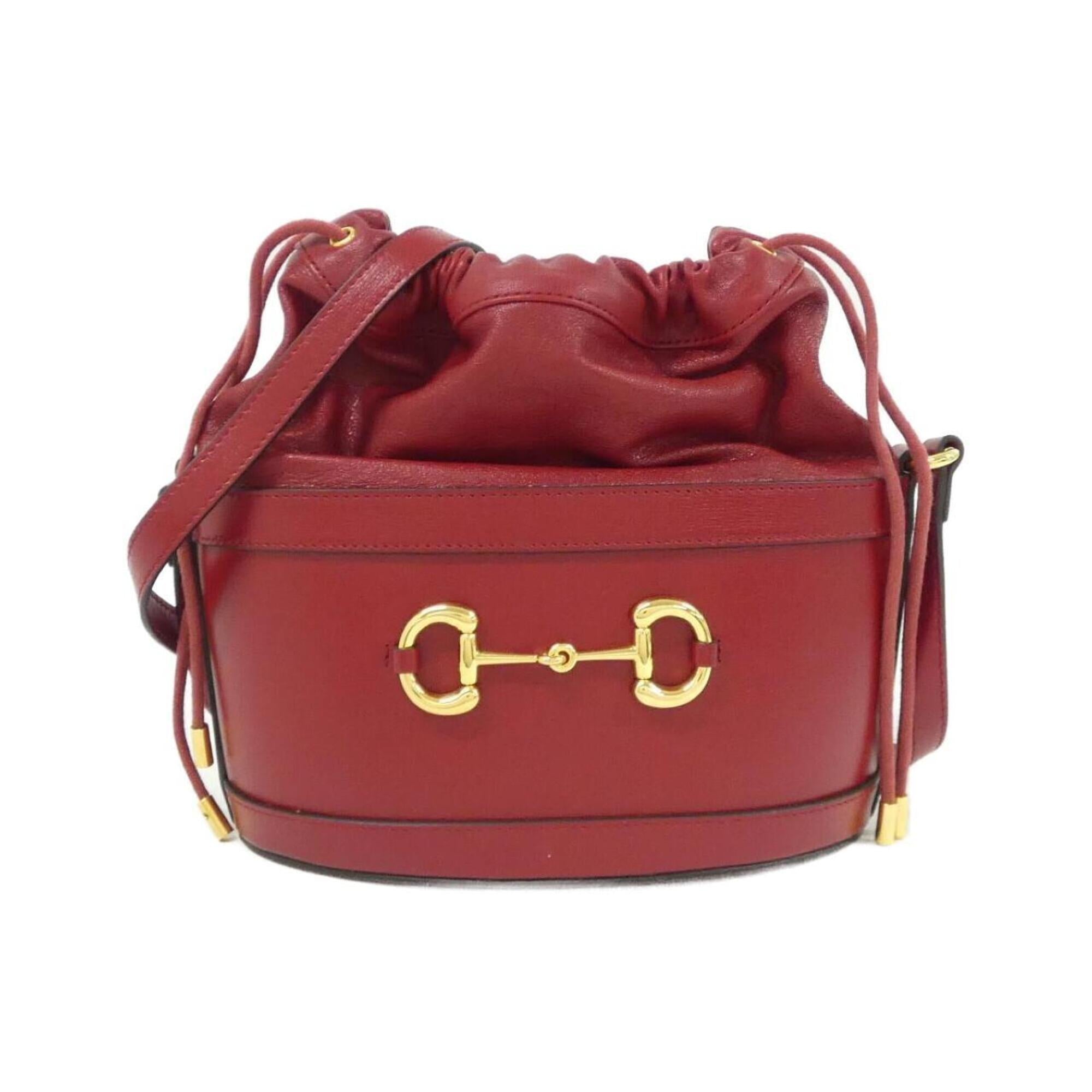 Gucci Red Color Leather Shoulder Bag (Pre-Owned)