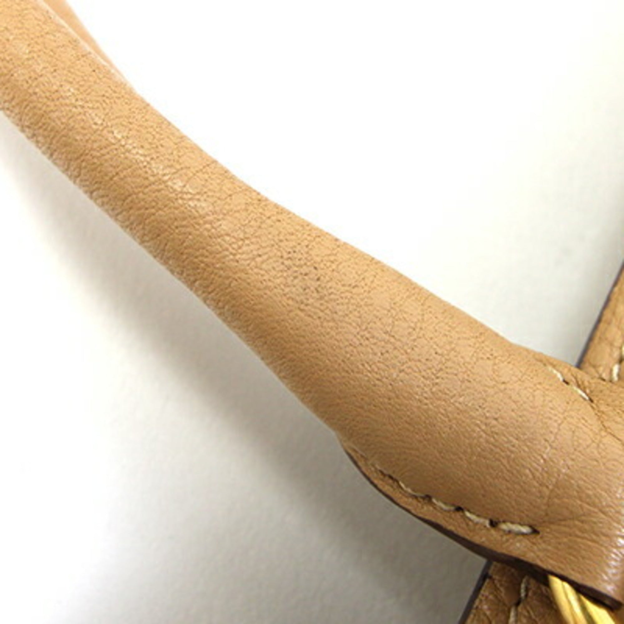 Prada Beige Leather Handbag Tote Bag (Pre-Owned)