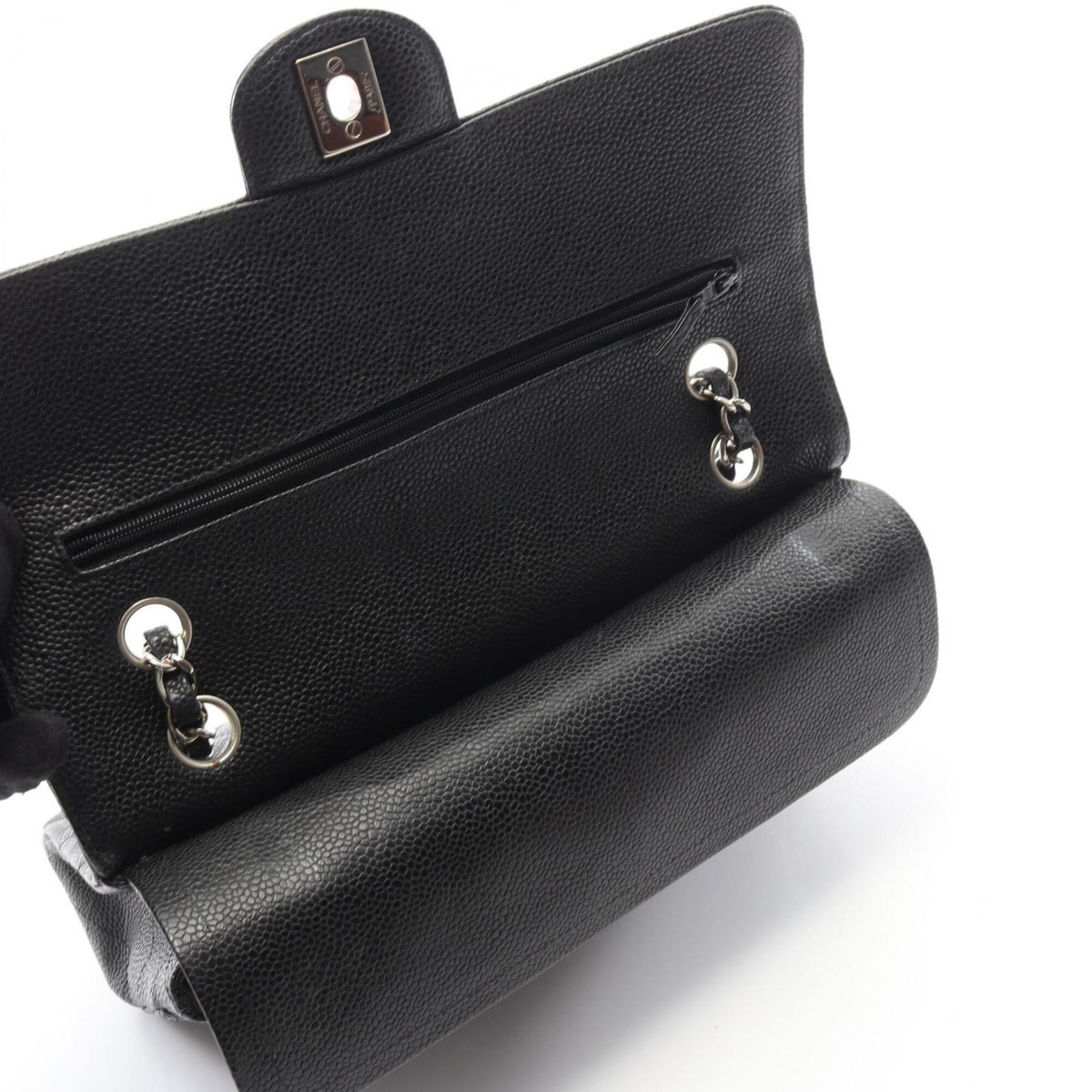 Chanel Black Grained Calfskin Handbag Shoulder Bag (Pre-Owned)