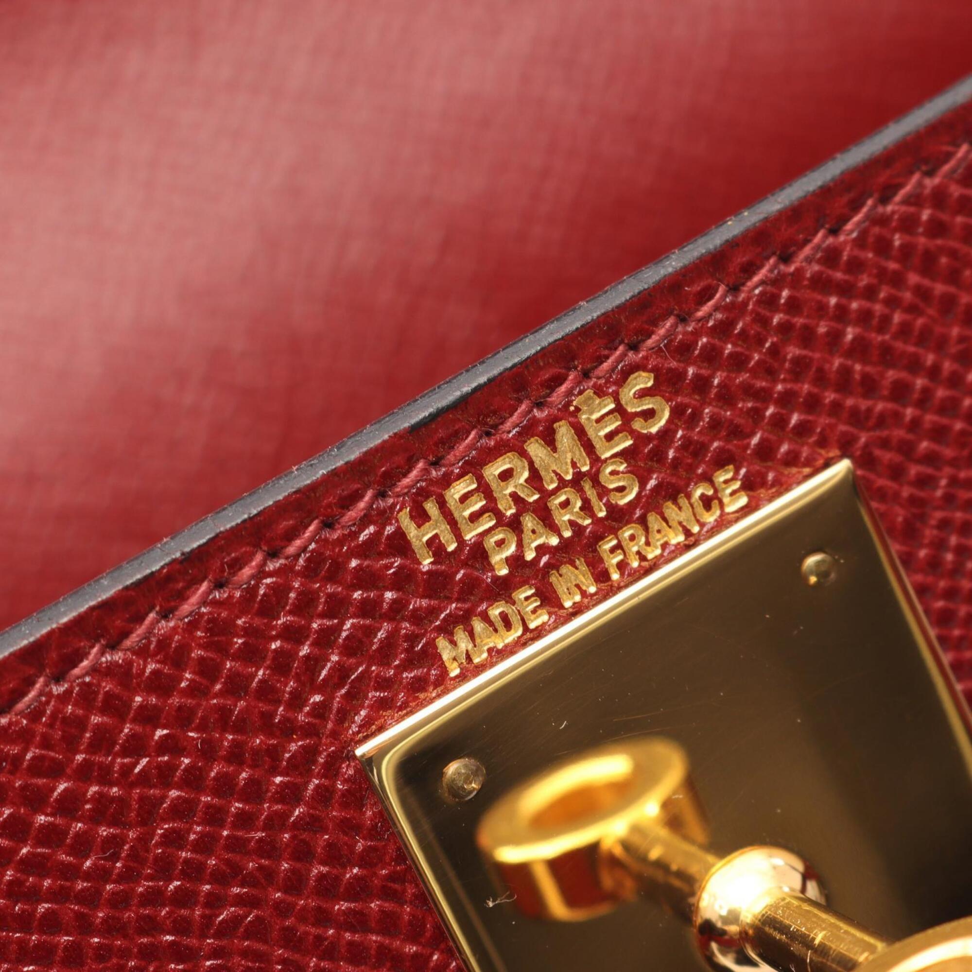 Hermes Bordeaux Courchevel Leather Handbag (Pre-Owned)