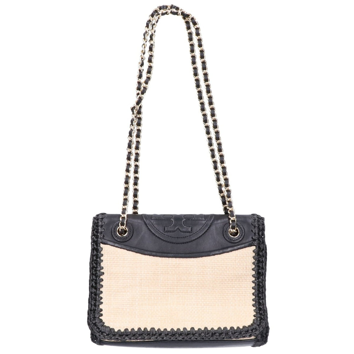 Tory Burch Beige Black Leather Handbag (Pre-Owned)