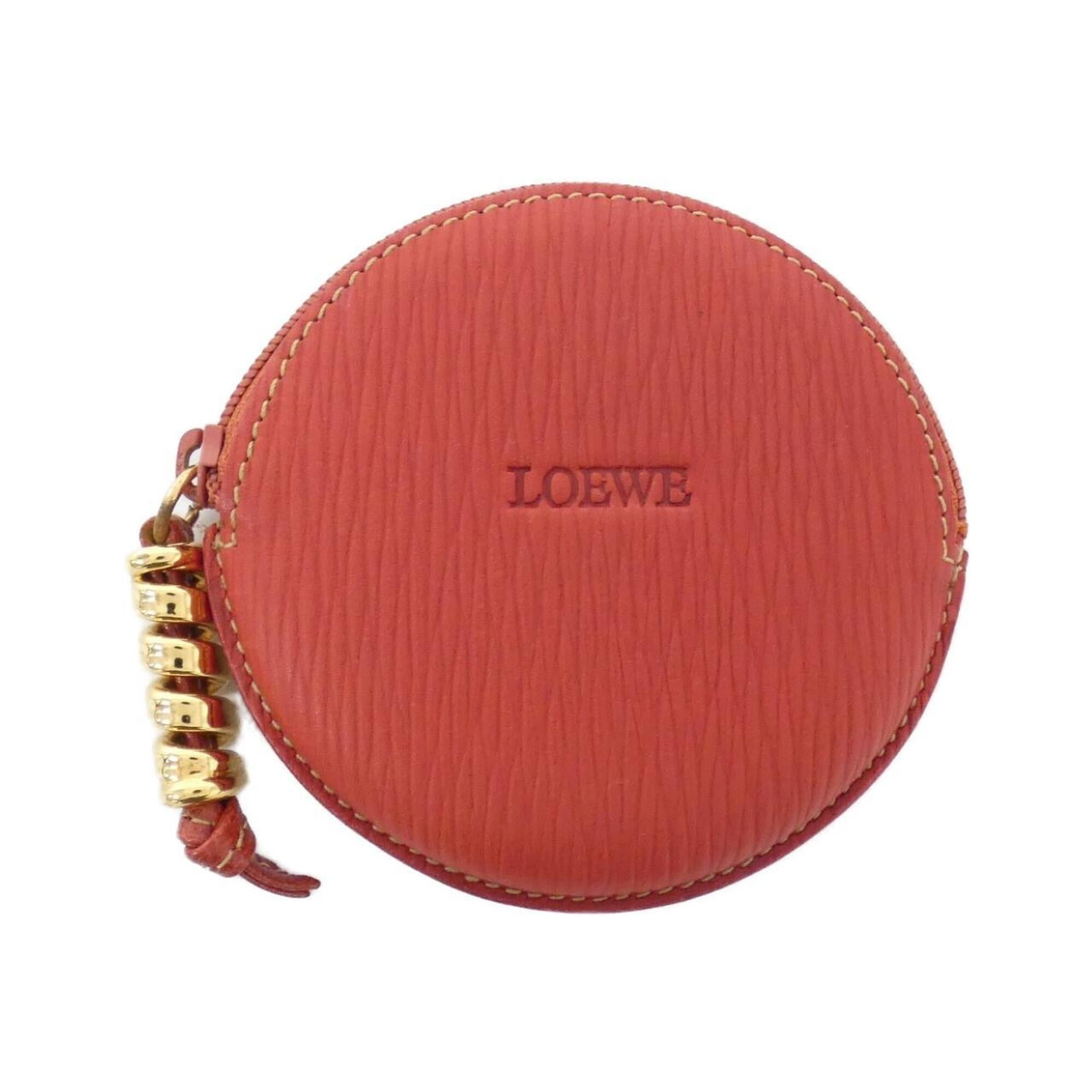 Loewe Red Color Leather Coin Purse/Coin Case (Pre-Owned)