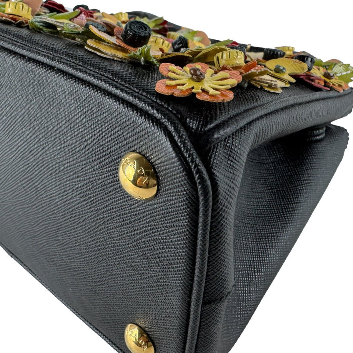 Prada Black Multi-Color Patent Leather Leather Handbag Shoulder Bag (Pre-Owned)