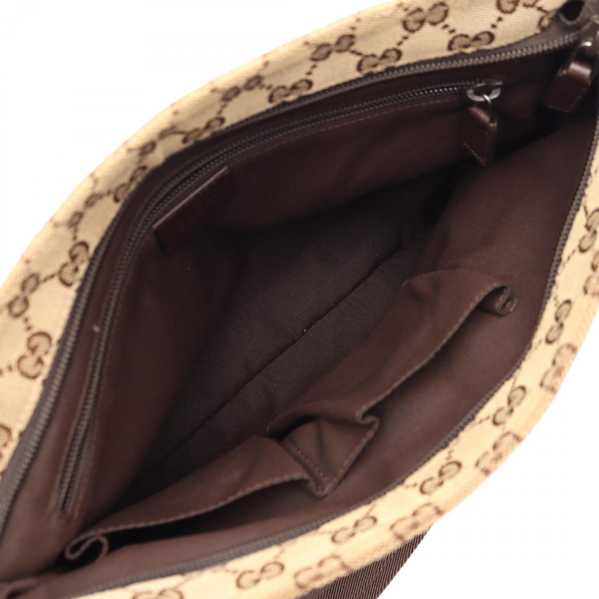 Gucci Beige Brown Canvas Leather Handbag Shoulder Bag (Pre-Owned)