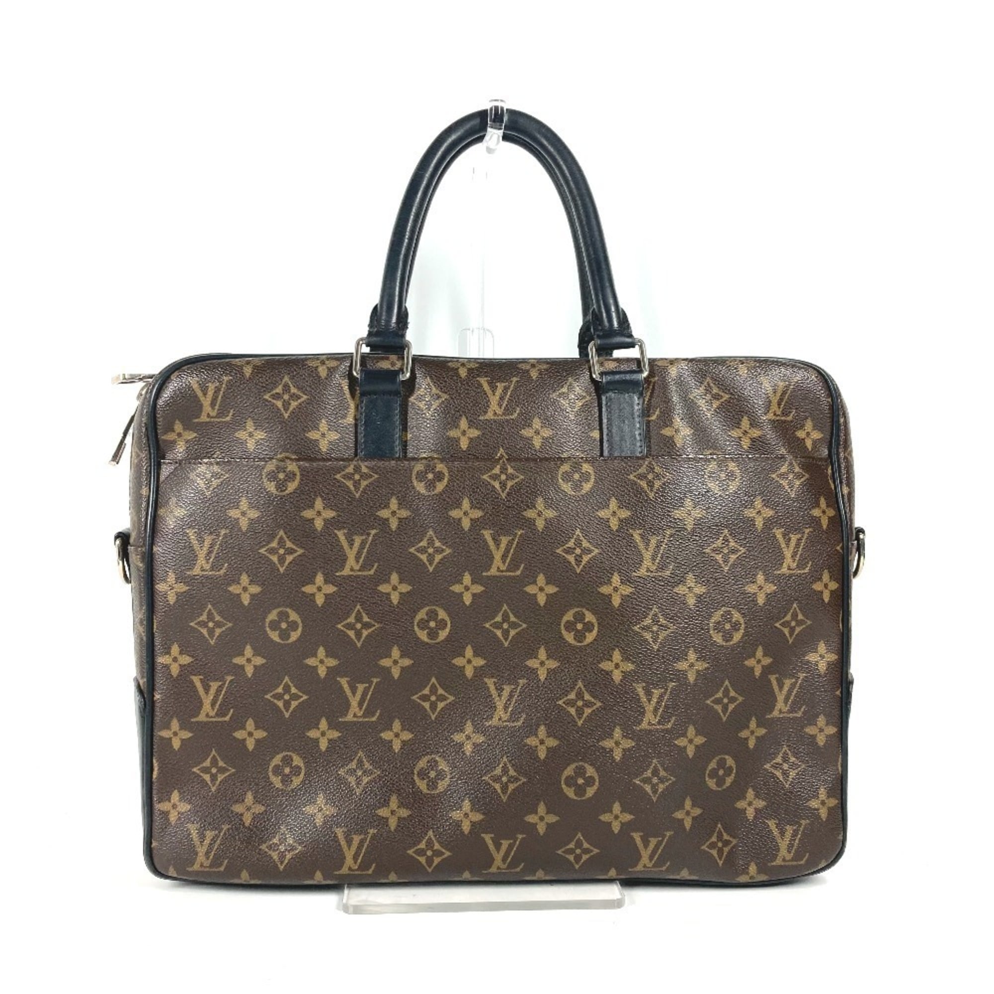Louis Vuitton Black Brown Monogram Canvas Briefcase Shoulder Bag (Pre-Owned)