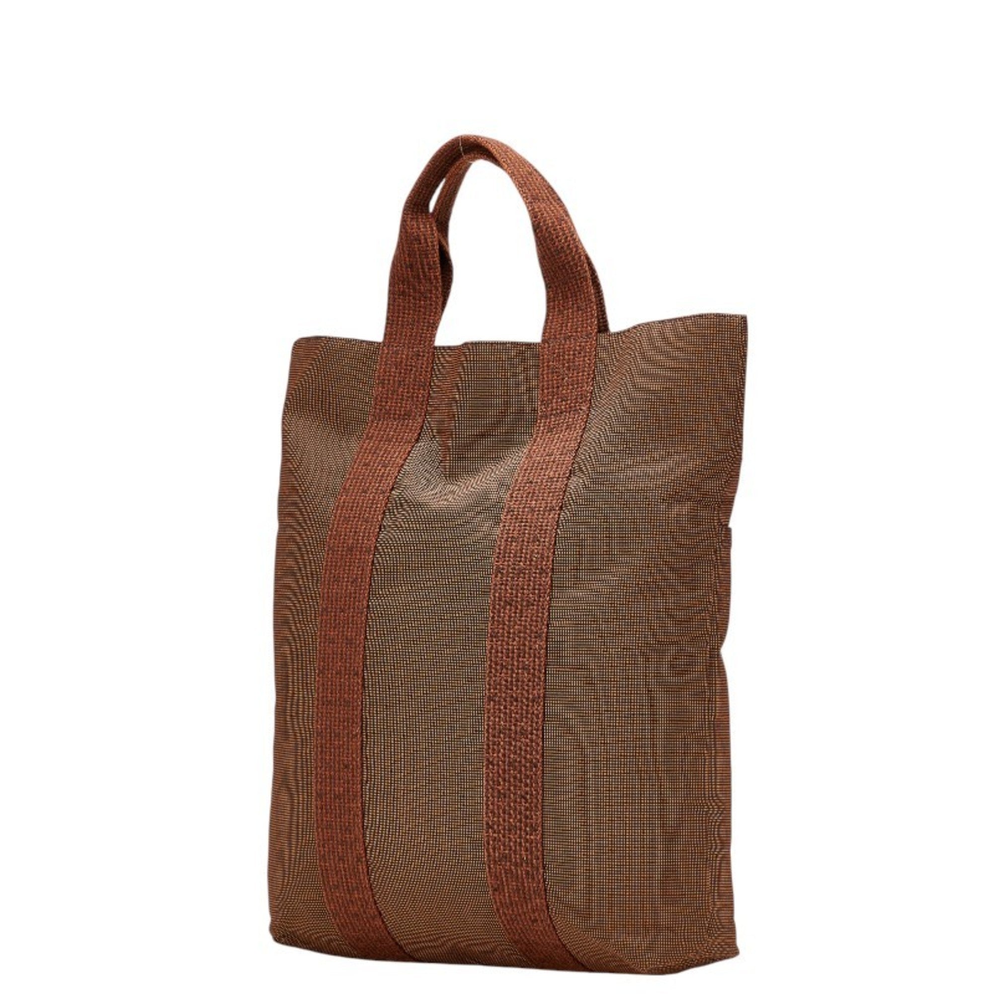 Hermes Her Line Brown Canvas Handbag Tote Bag (Pre-Owned)