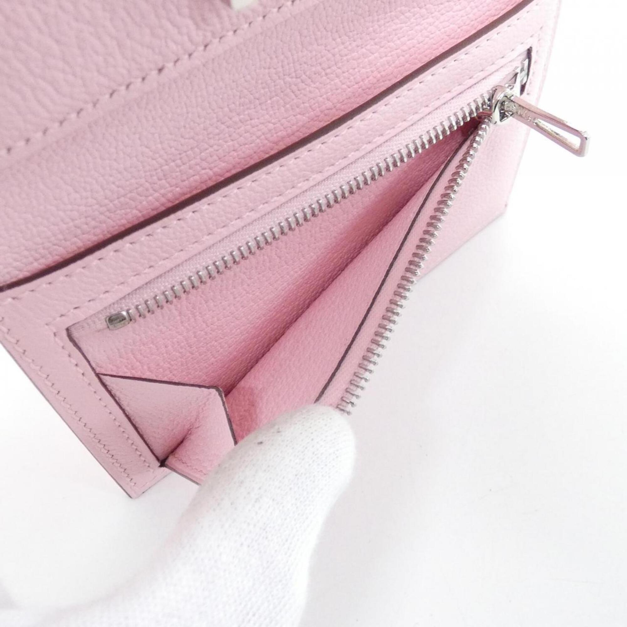 Hermes Rose Sakura Chevre Leather Wallet (Tri-Fold) (Pre-Owned)