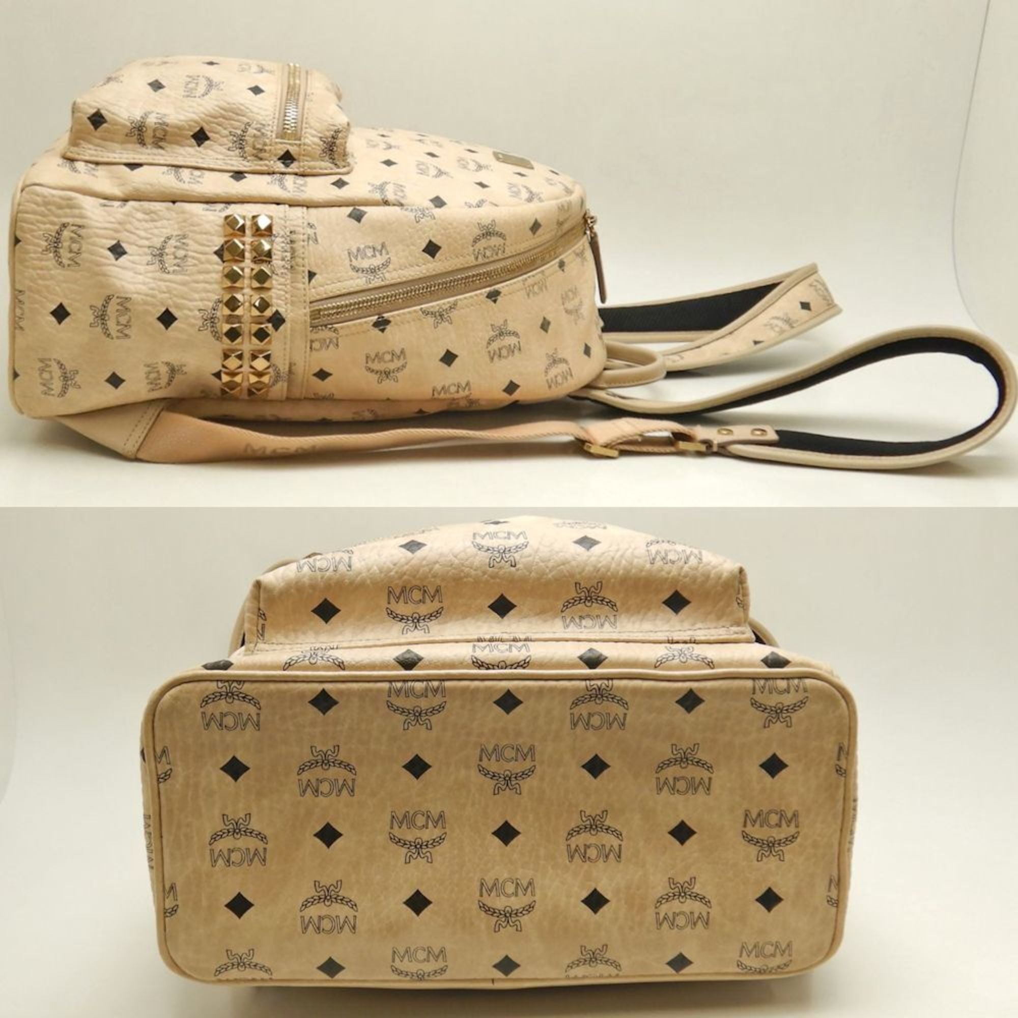 Mcm Visetos Beige Leather Backpack (Pre-Owned)