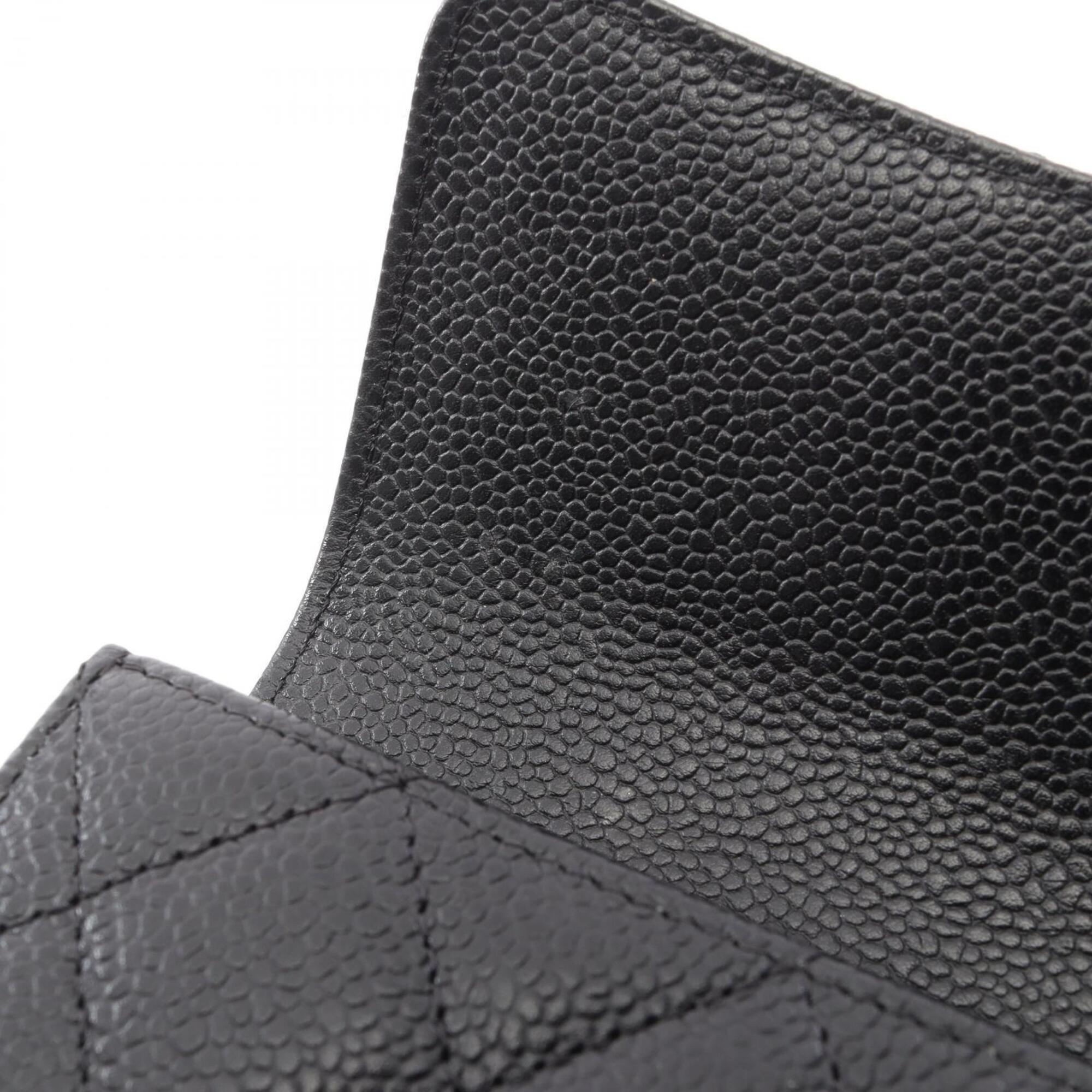 Chanel Matelasse Black Grained Calfskin Long Wallet (Bi-Fold) (Pre-Owned)