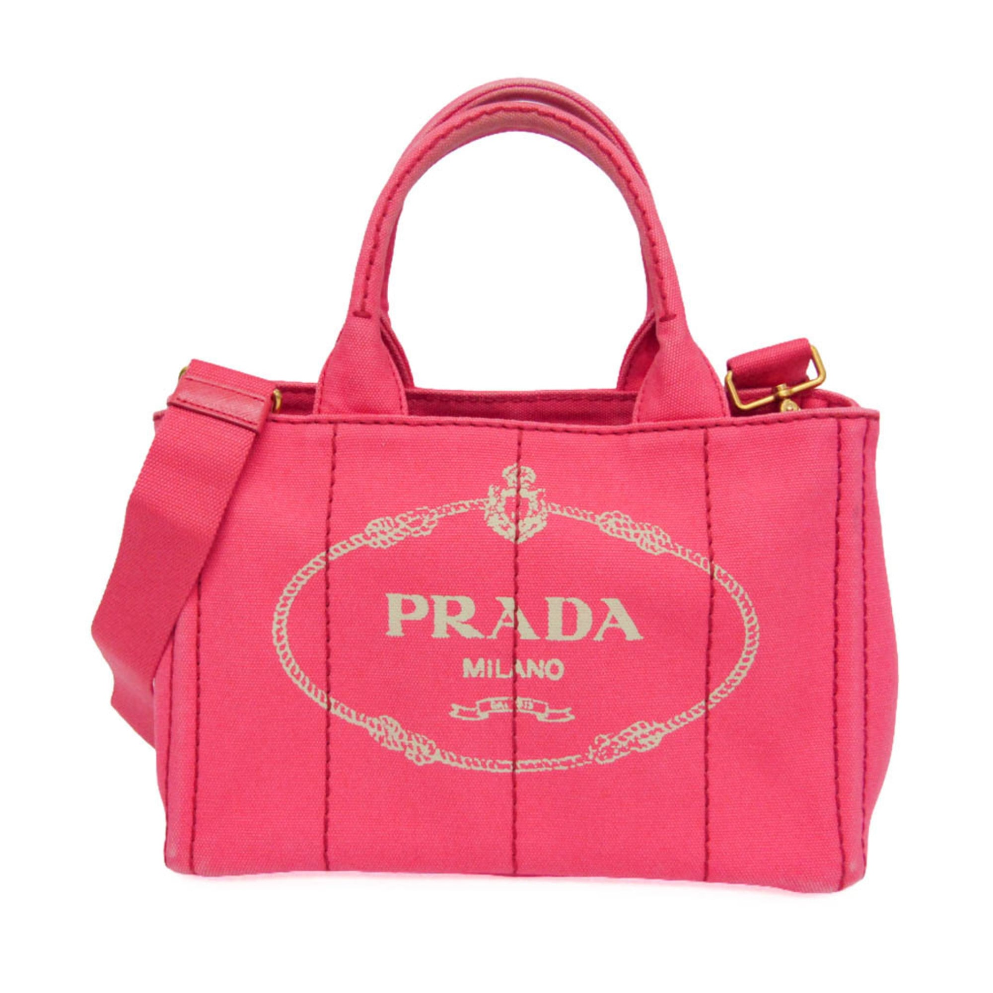 Prada Canapa Pink Canapa Shoulder Bag Tote Bag (Pre-Owned)