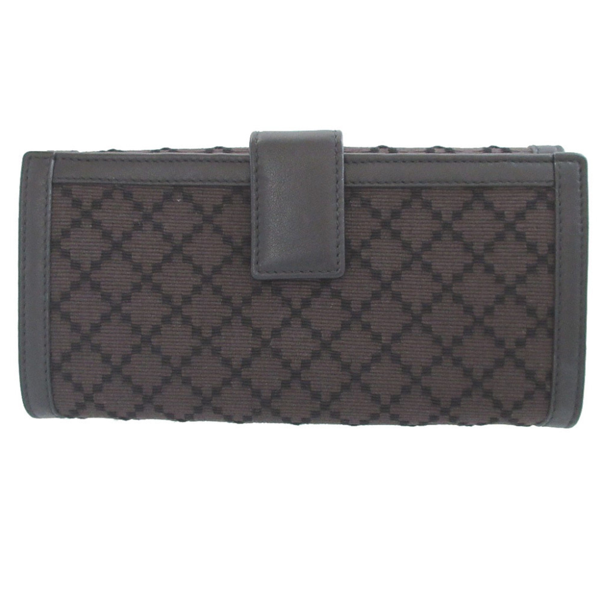 Gucci Black Brown Canvas Leather Long Wallet (Bi-Fold) (Pre-Owned)