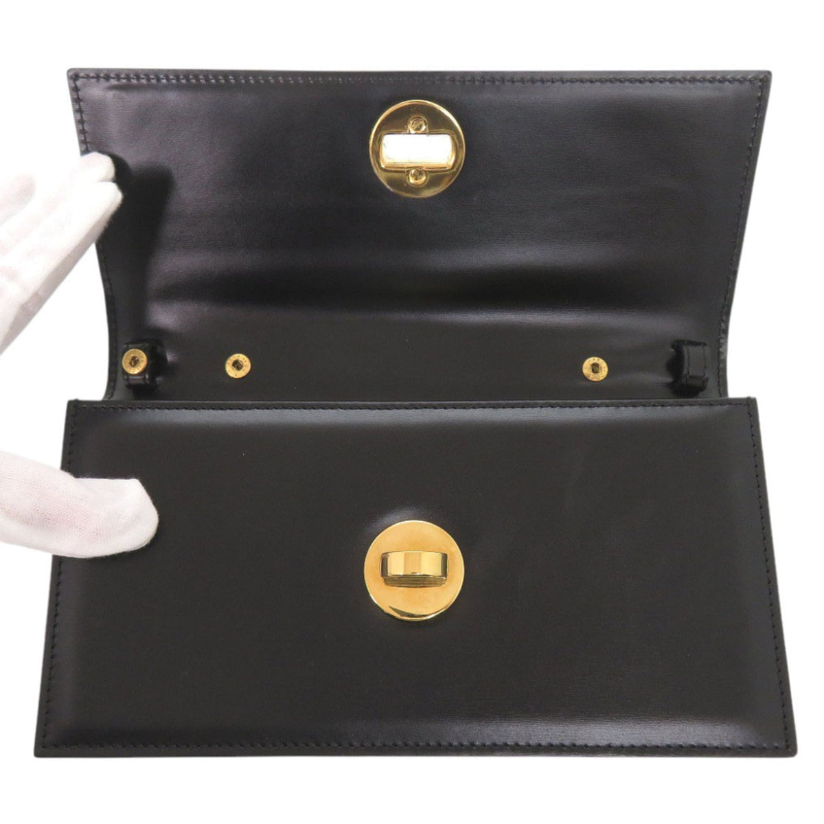 Bvlgari Black Leather Clutch Bag Shoulder Bag (Pre-Owned)