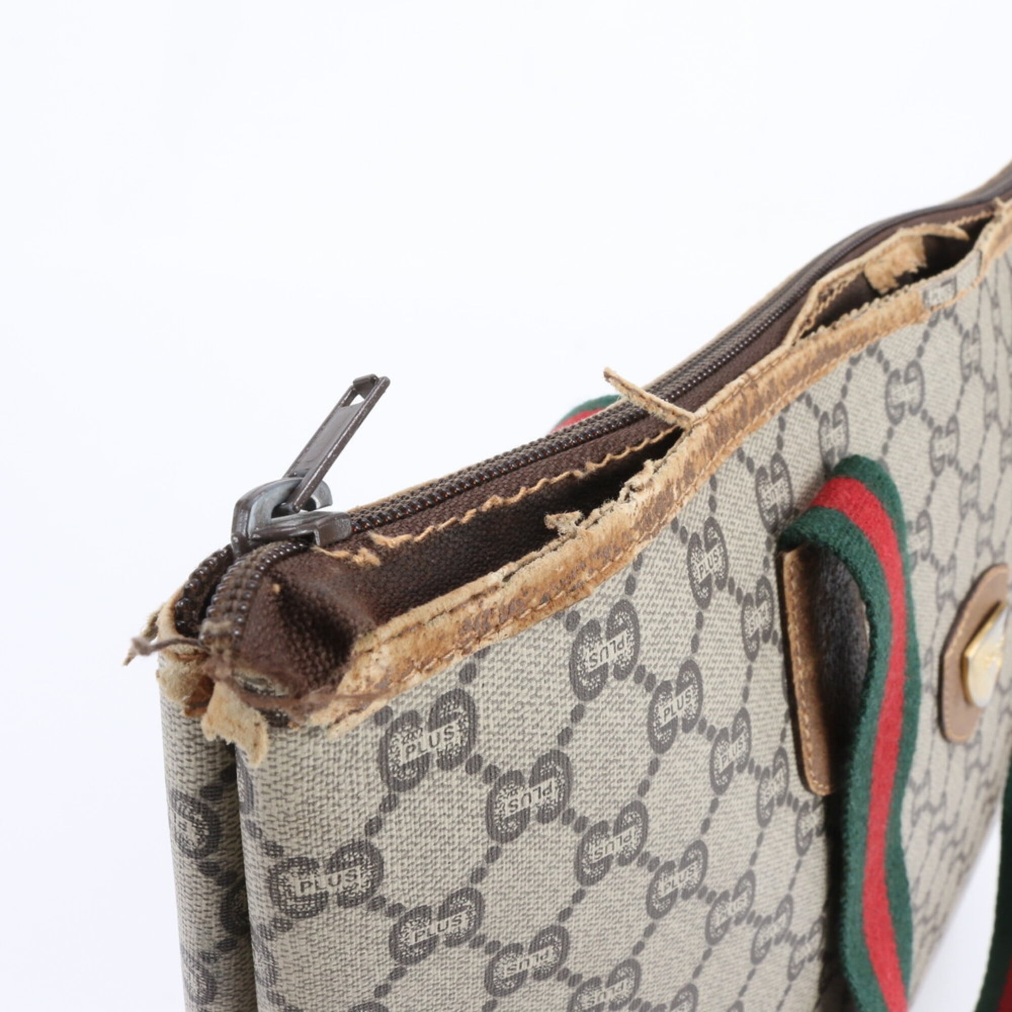 Gucci Sherry Line Beige Brown Leather Coated Canvas Handbag Tote Bag (Pre-Owned)
