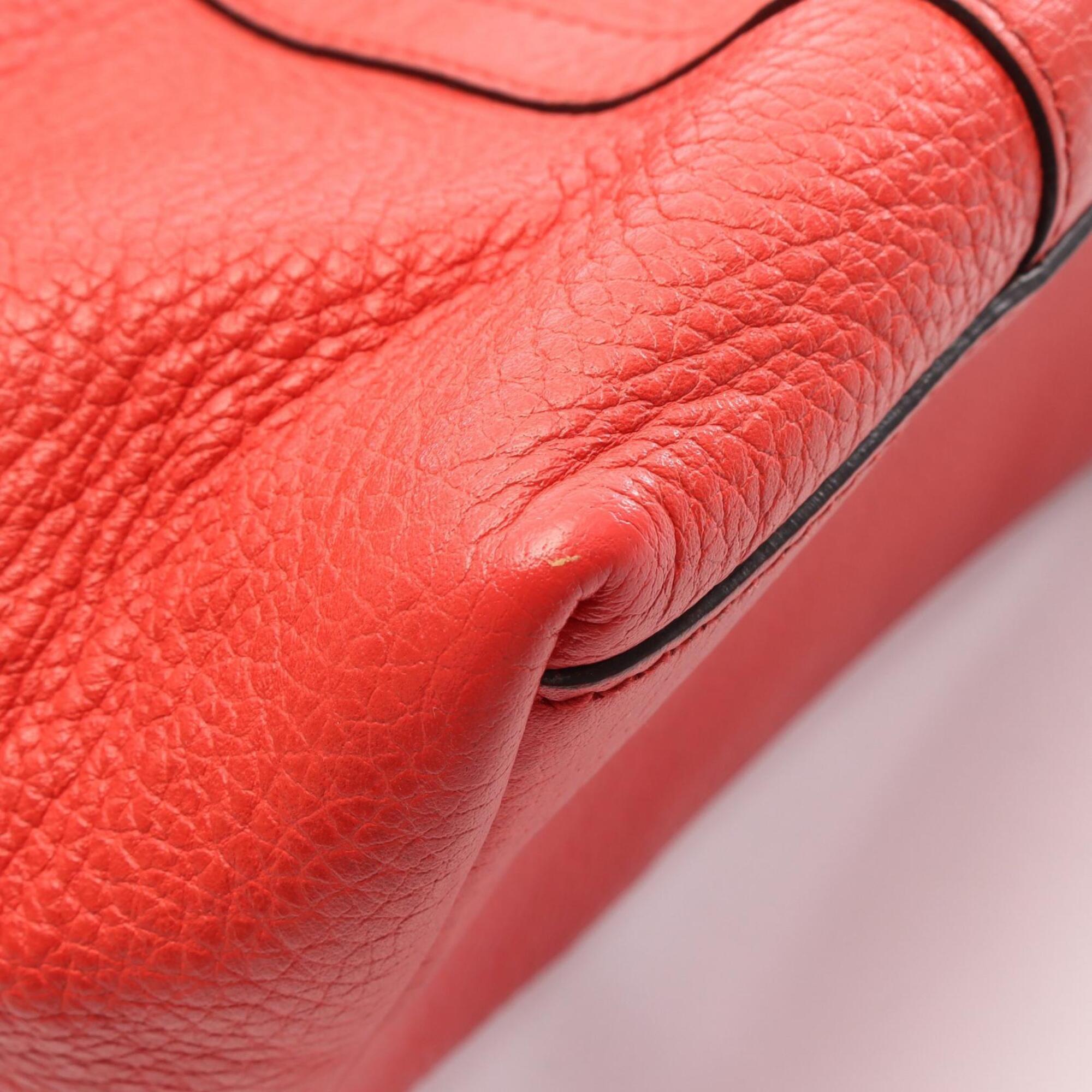 Gucci Red Color Leather Handbag Tote Bag (Pre-Owned)