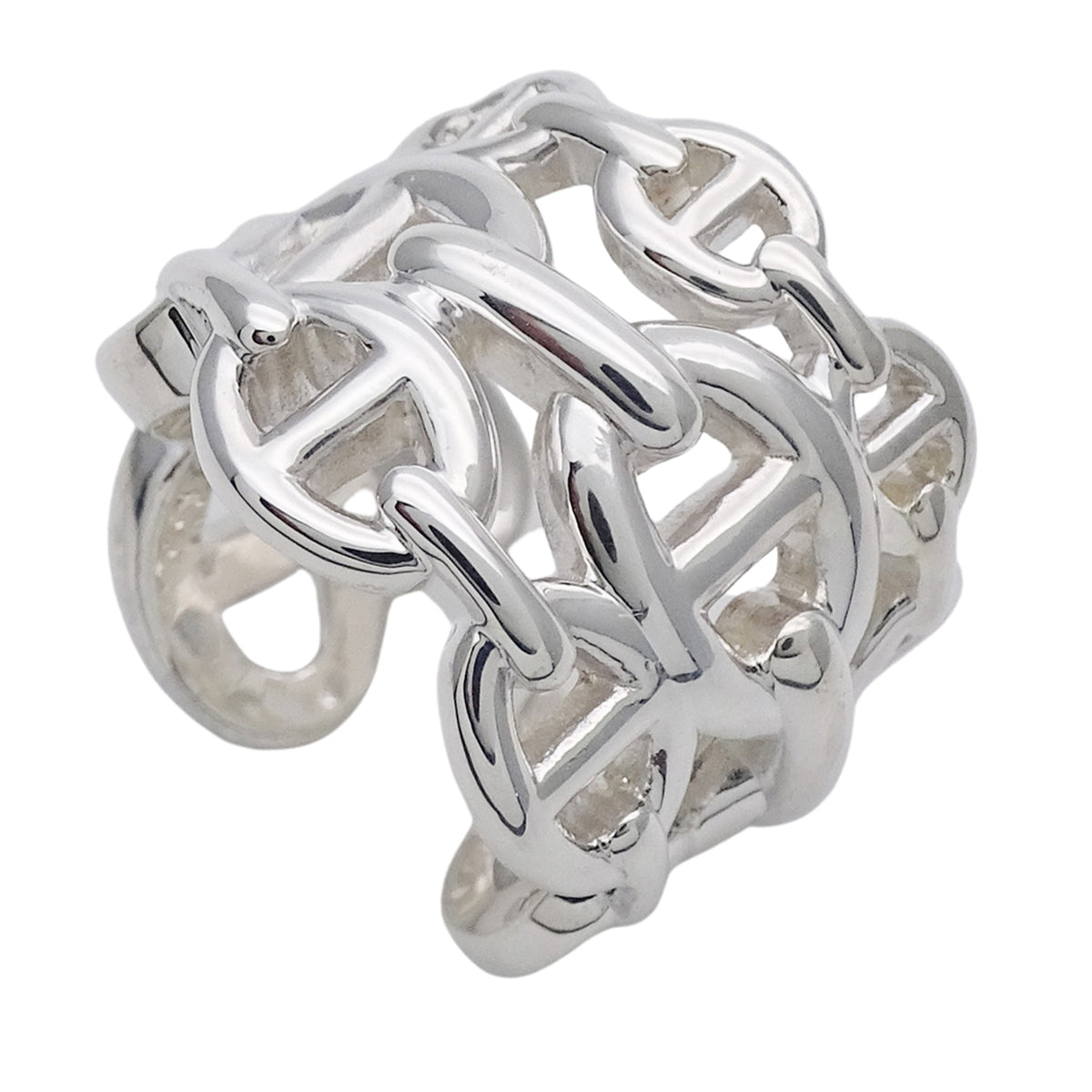 Hermes Silver Silver 925 Band Ring (Pre-Owned)