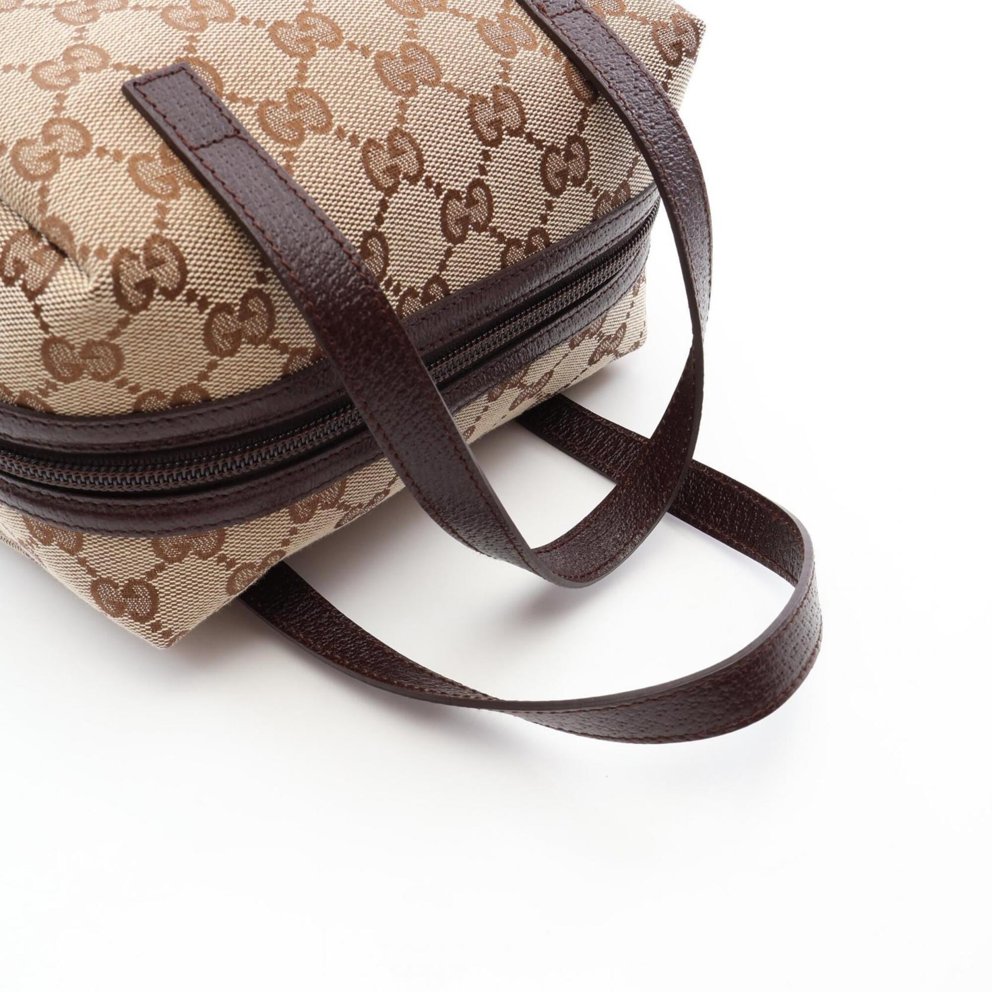 Gucci Beige Brown Gg Canvas Leather Handbag (Pre-Owned)
