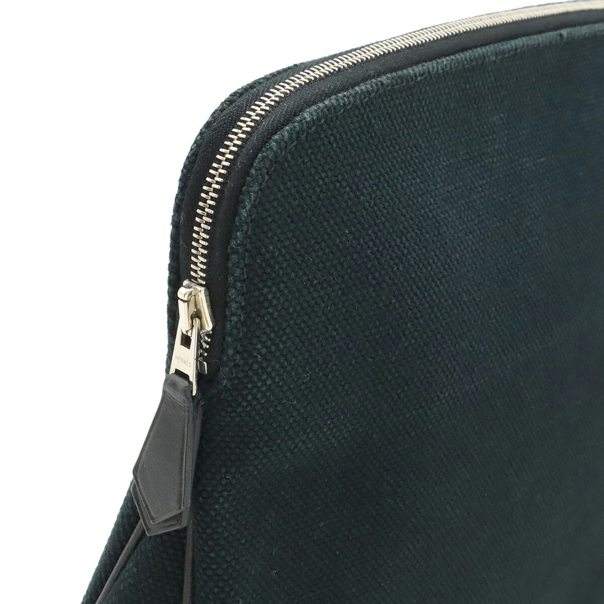 Hermes Black Canvas Leather Pouch (Pre-Owned)