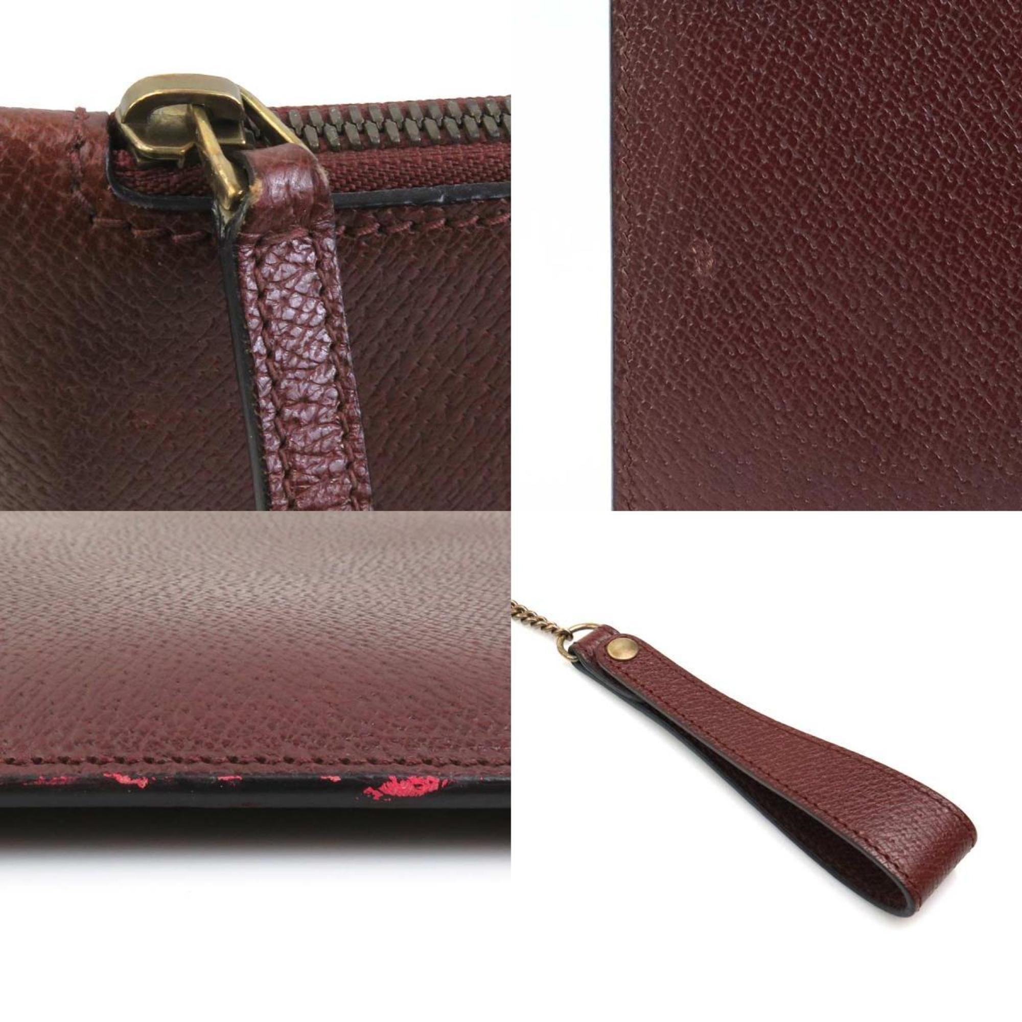 Gucci Bordeaux Leather Clutch Bag (Pre-Owned)