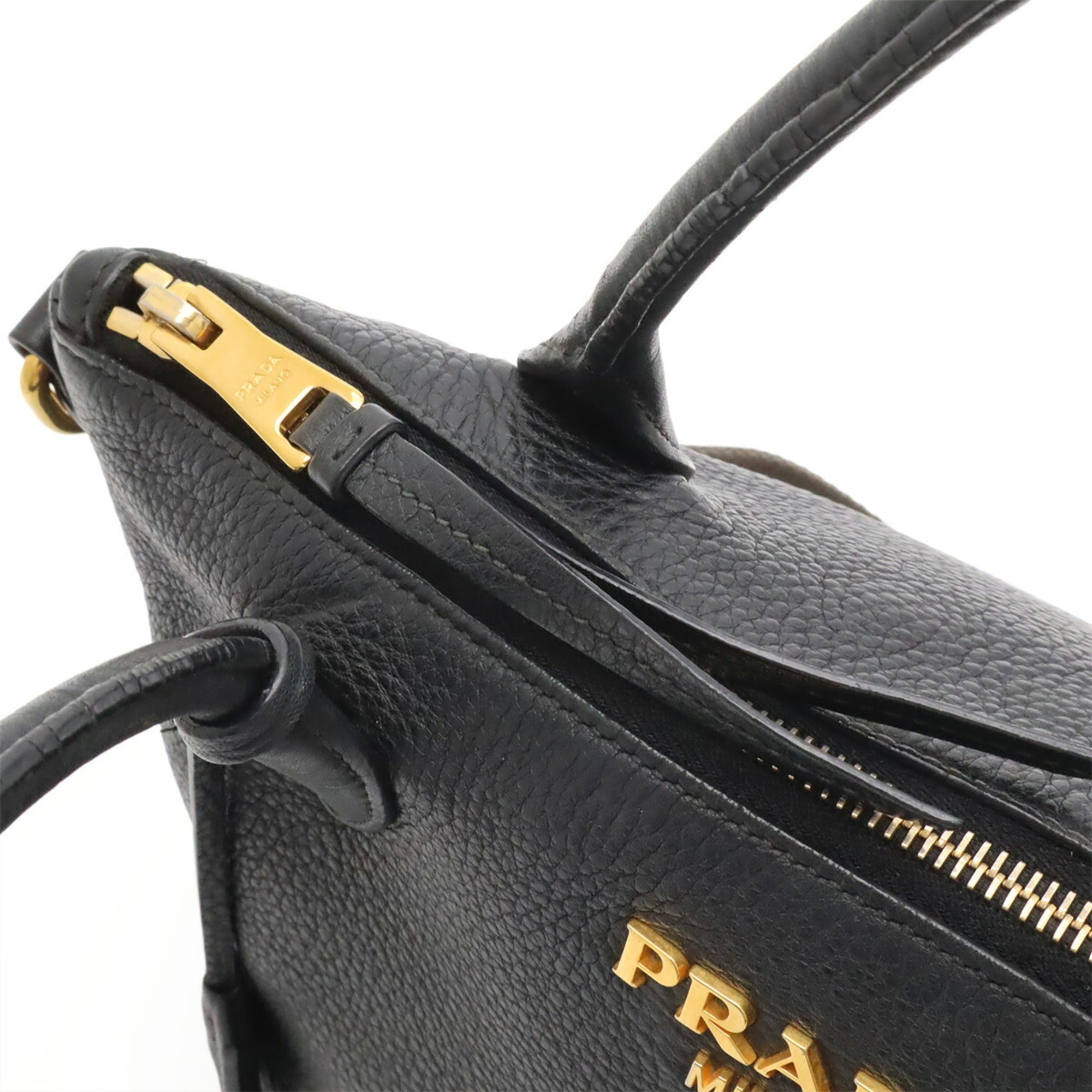 Prada Black Nero Leather Handbag Shoulder Bag (Pre-Owned)