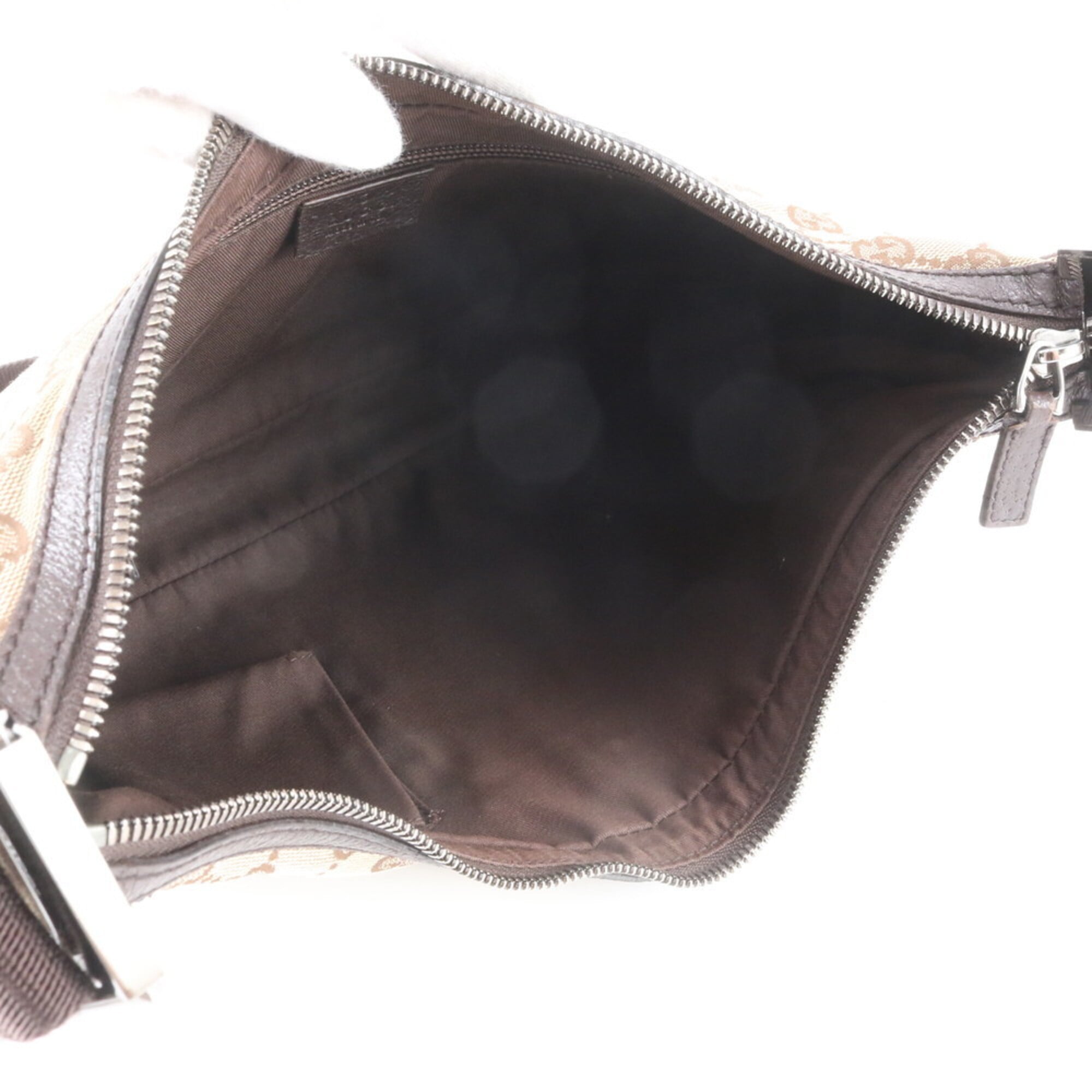 Gucci Beige Dark Brown Leather Canvas Messenger Bag Shoulder Bag (Pre-Owned)
