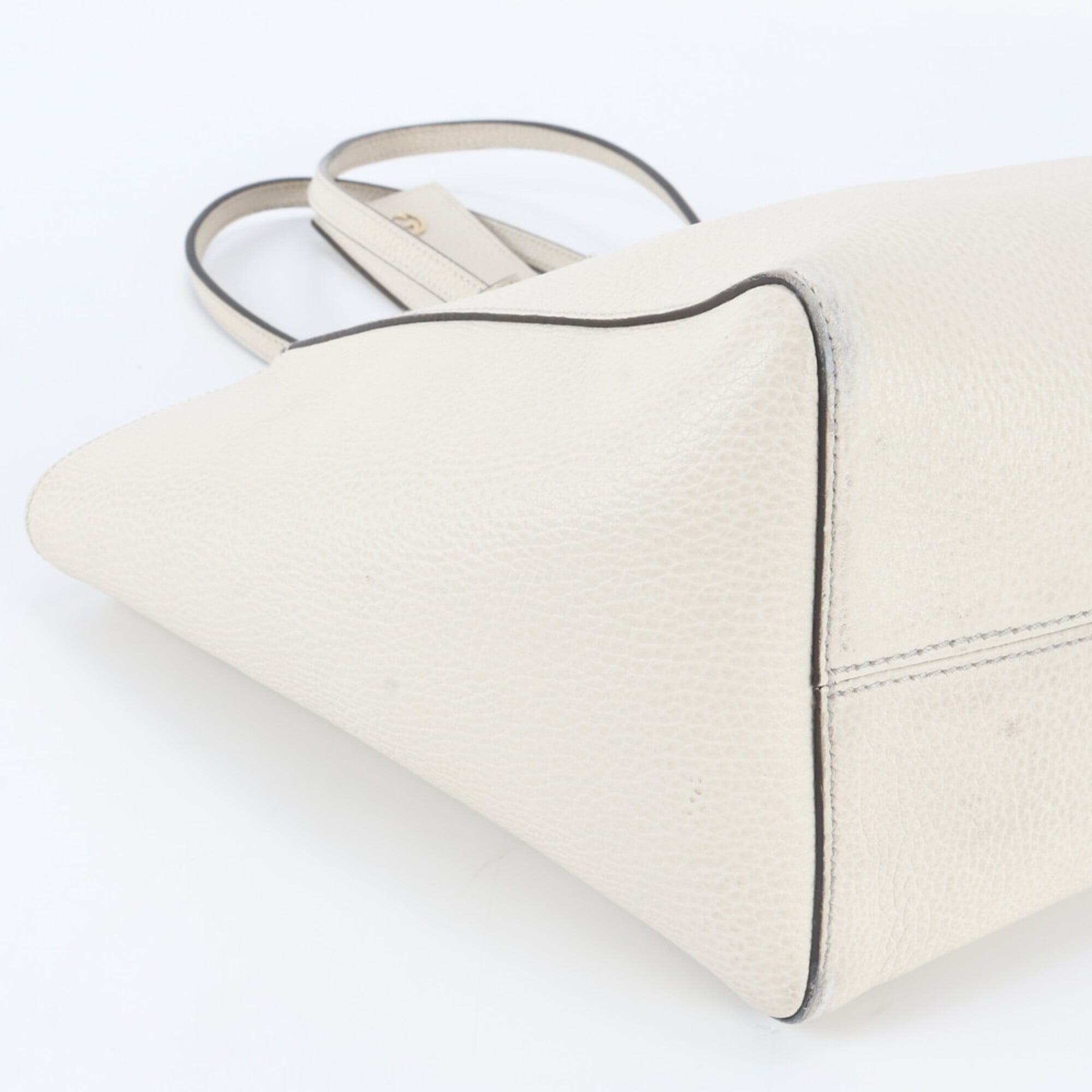 Gucci White Leather Handbag Shoulder Bag Tote Bag (Pre-Owned)