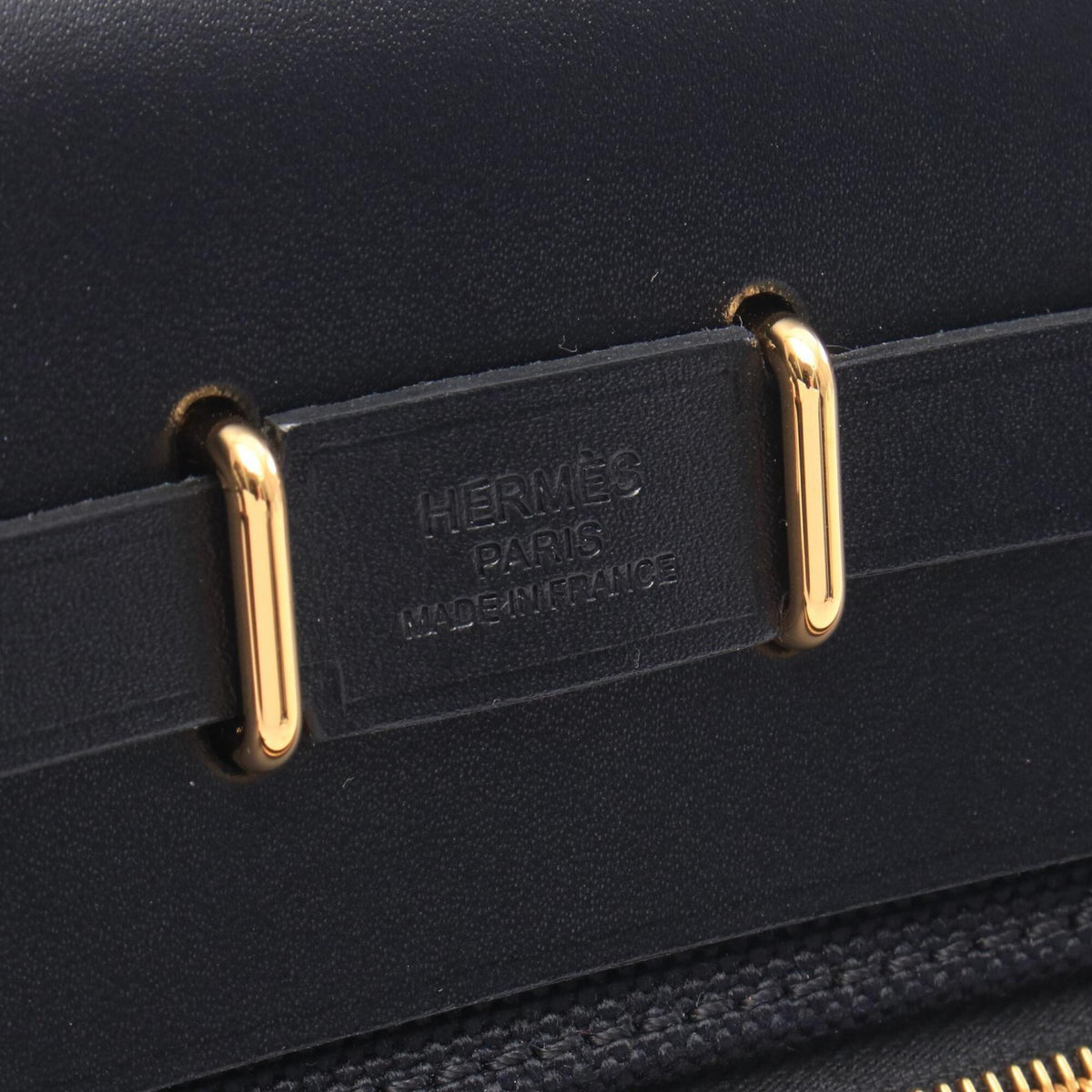 Hermes Black Canvas Leather Handbag Shoulder Bag (Pre-Owned)