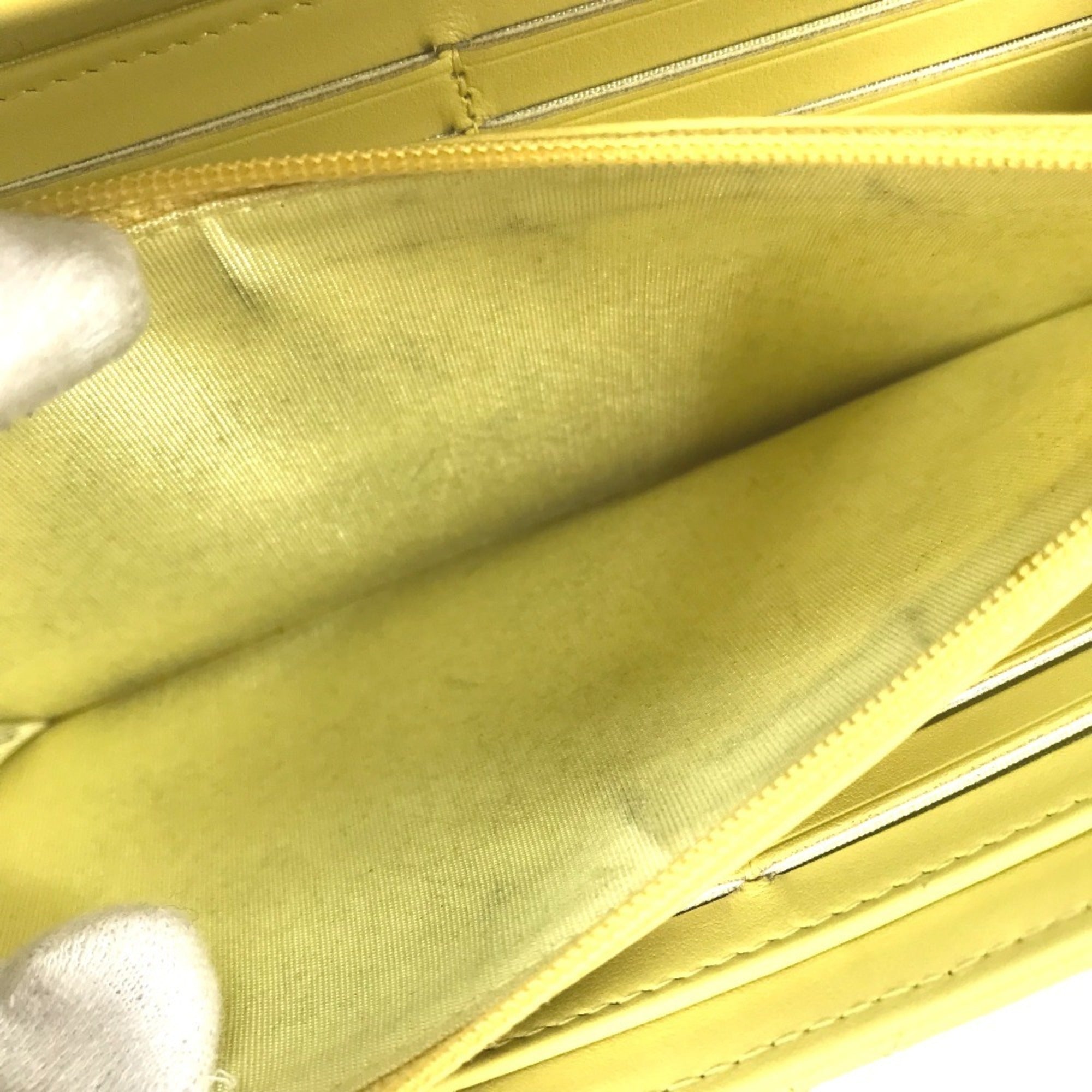 Chanel Yellow Grained Calfskin Long Wallet (Bi-Fold) (Pre-Owned)
