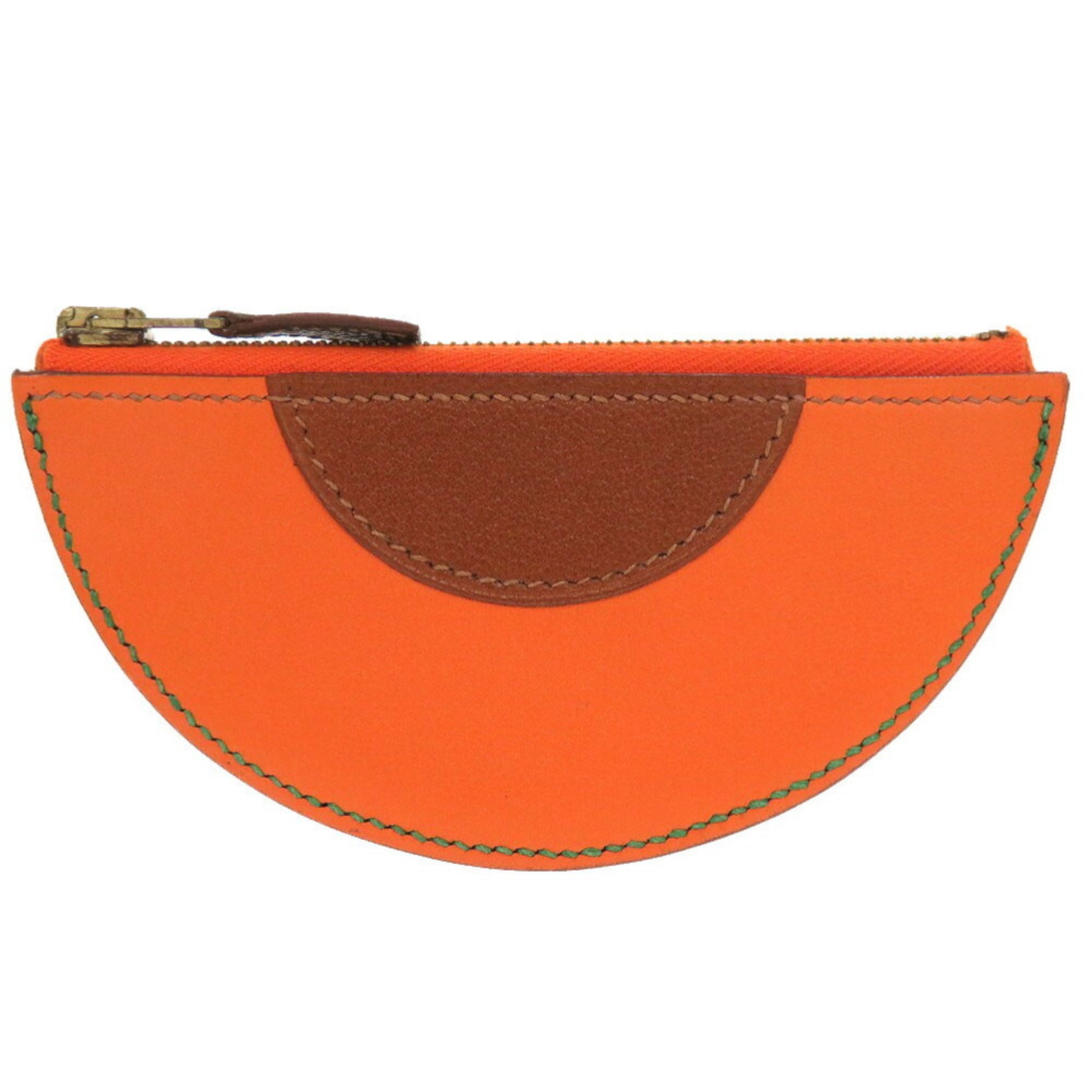 Hermes Brown Orange Leather Coin Purse/Coin Case (Pre-Owned)