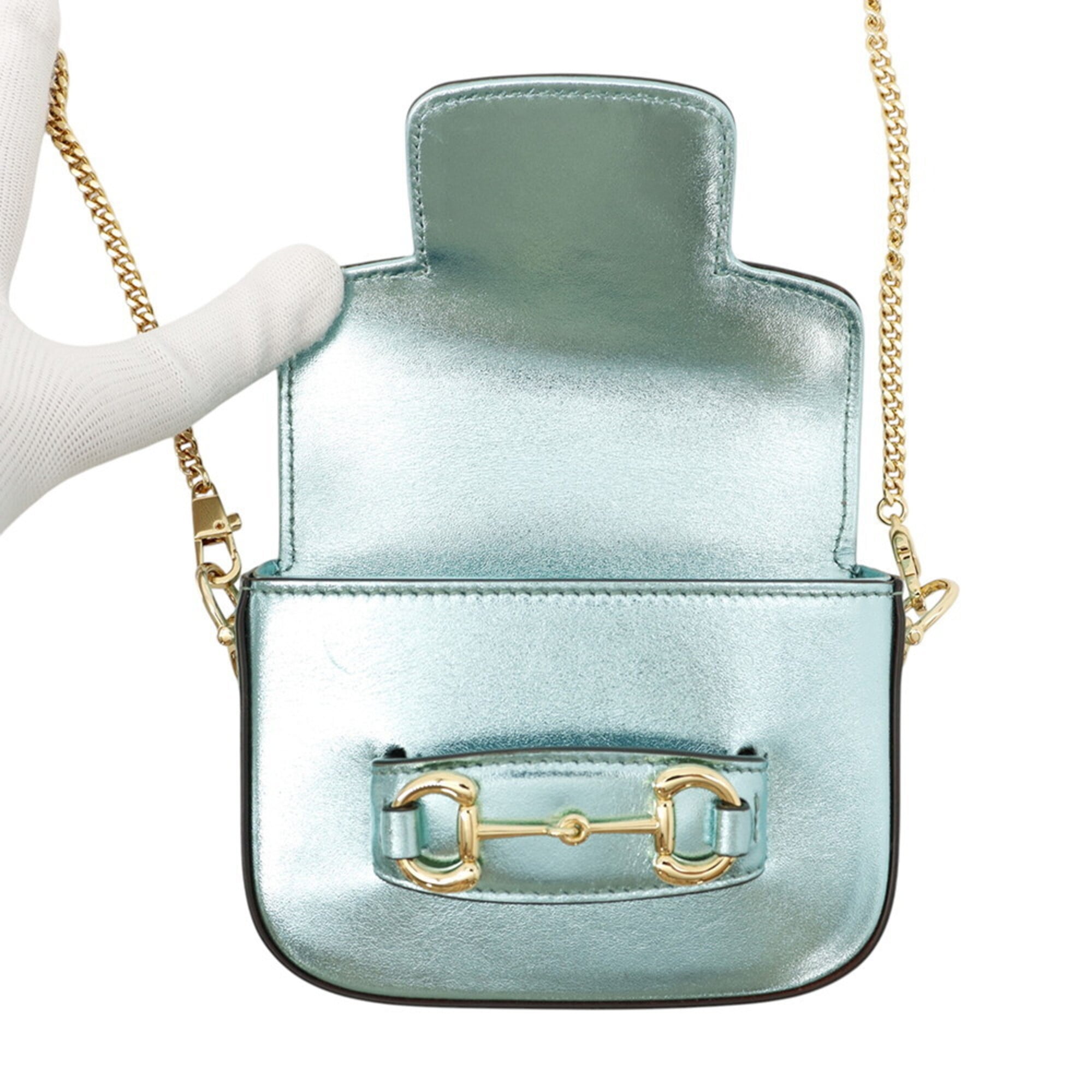 Gucci Light Blue Leather Handbag Shoulder Bag (Pre-Owned)