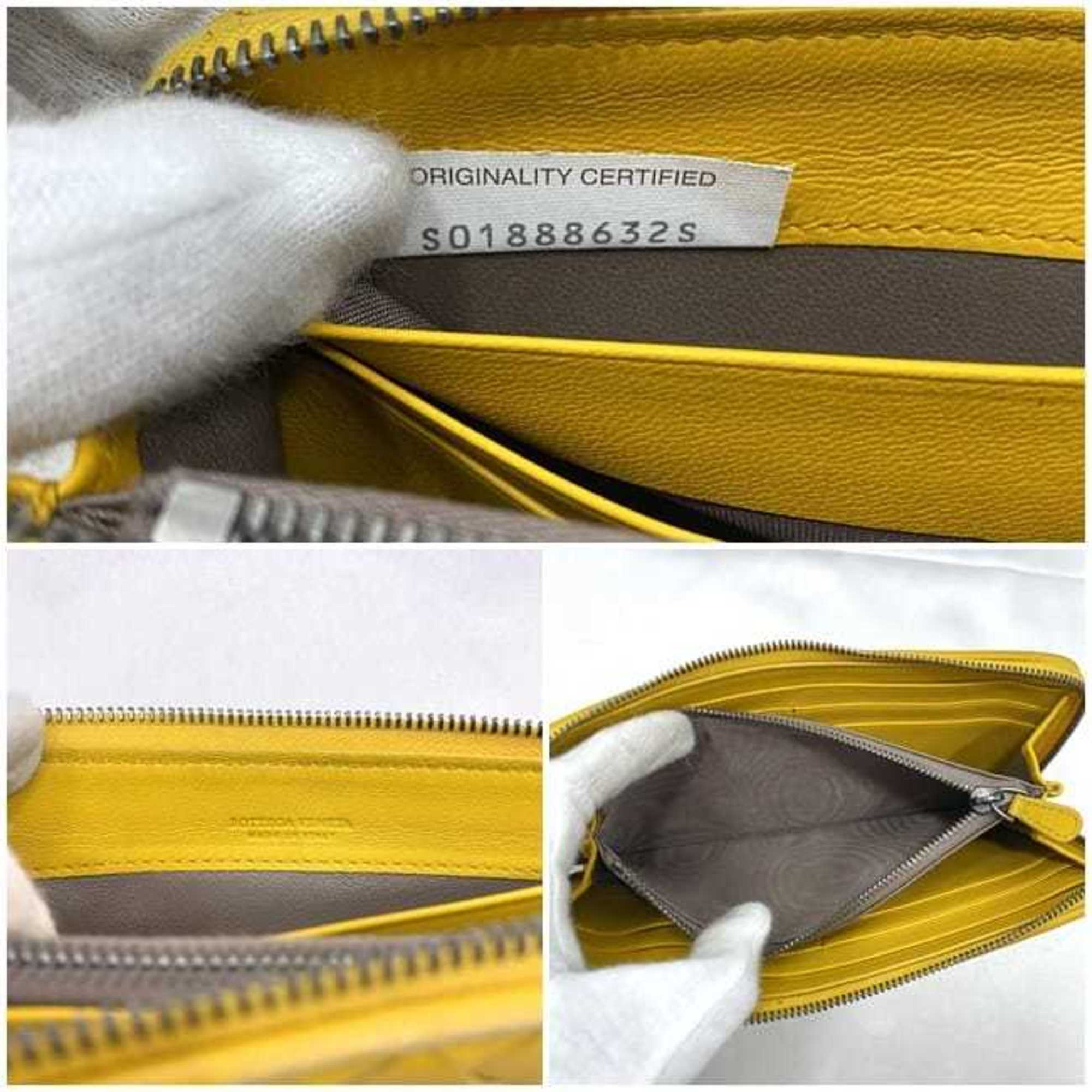 Bottega Veneta Yellow Leather Long Wallet (Bi-Fold) (Pre-Owned)