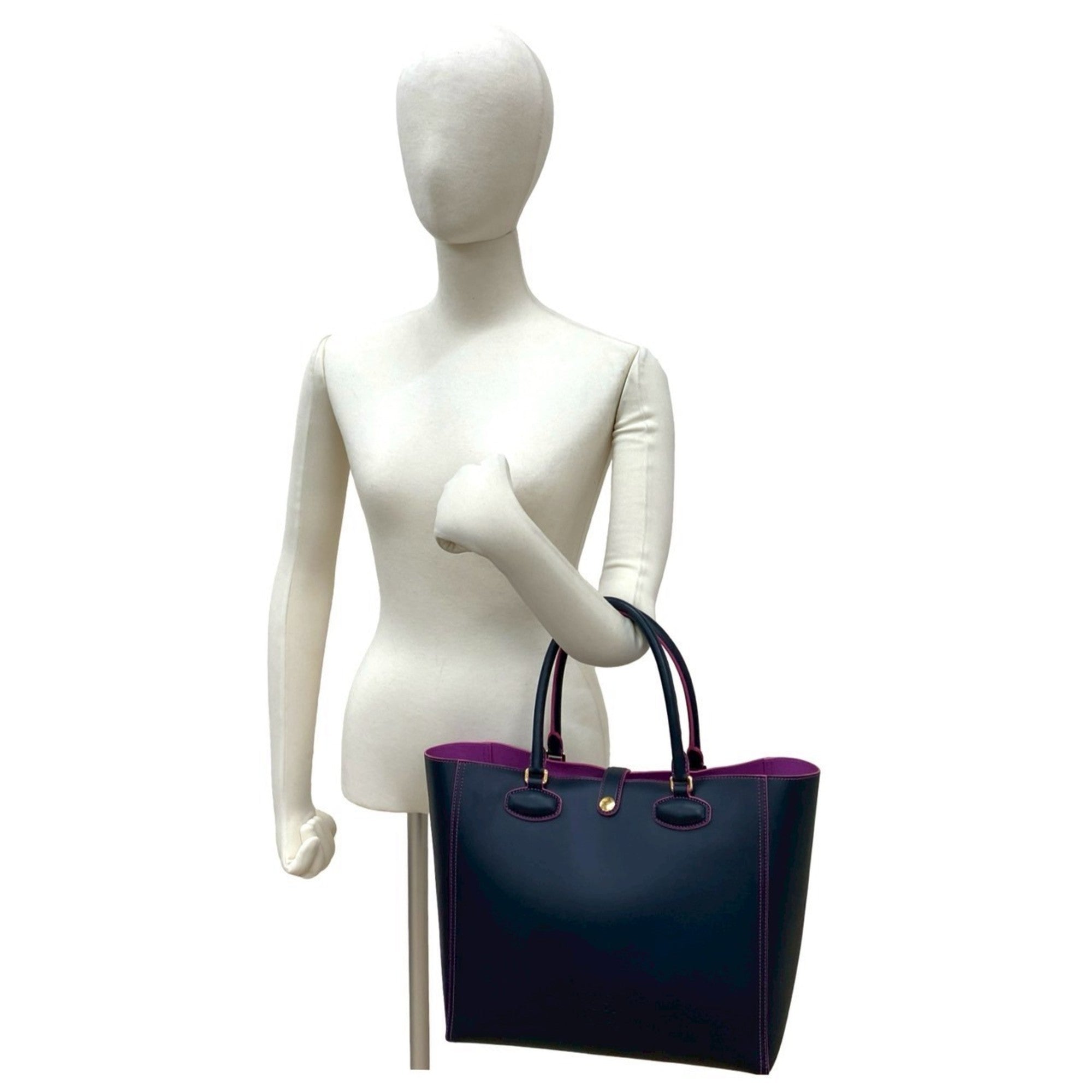 Loewe Navy Pink Leather Handbag Tote Bag (Pre-Owned)