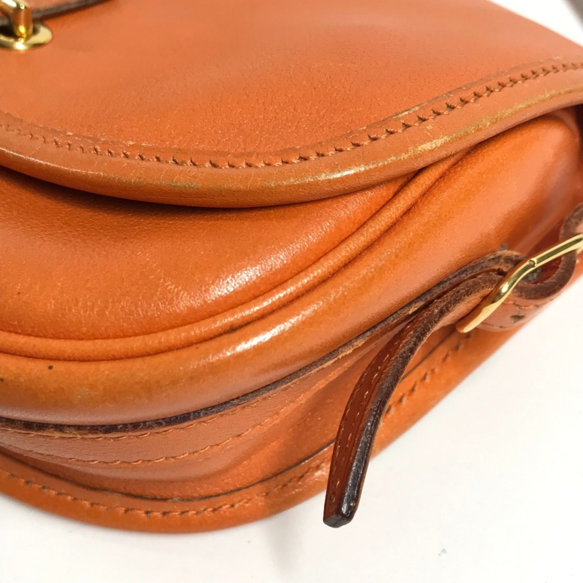 Hermes Orange Leather Pochette Shoulder Bag (Pre-Owned)