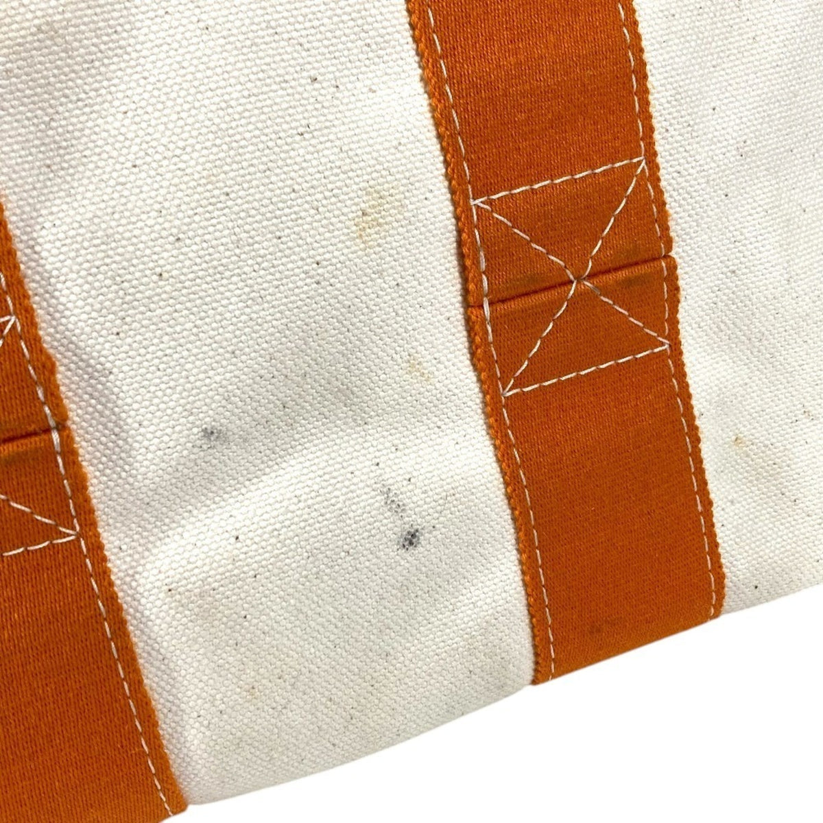 Hermes Ivory Orange Canvas Handbag Tote Bag (Pre-Owned)