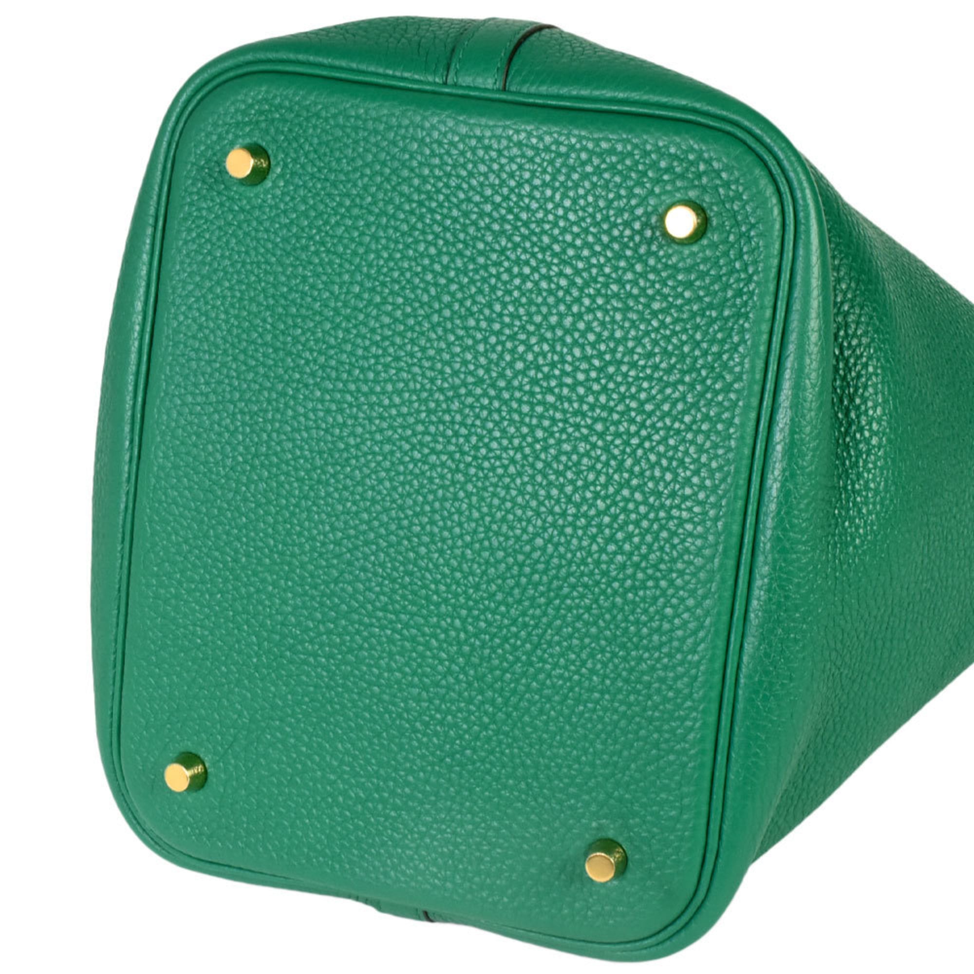 Hermes Green Taurillon Clemence Leather Handbag (Pre-Owned)