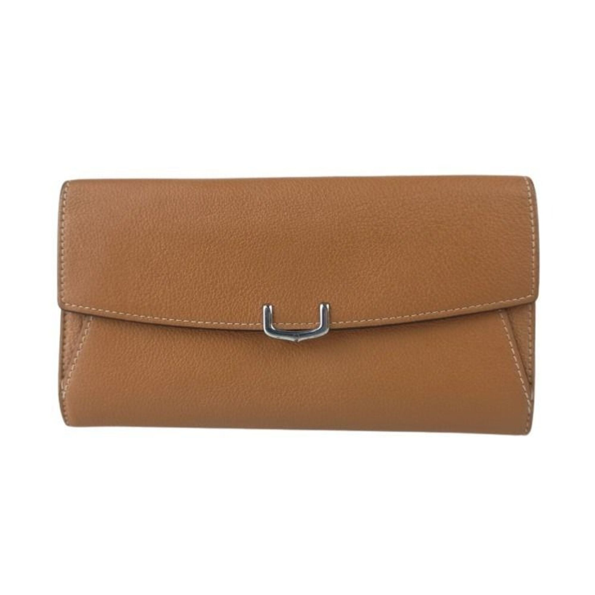 Cartier C De Cartier Brown Leather Long Wallet (Bi-Fold) (Pre-Owned)