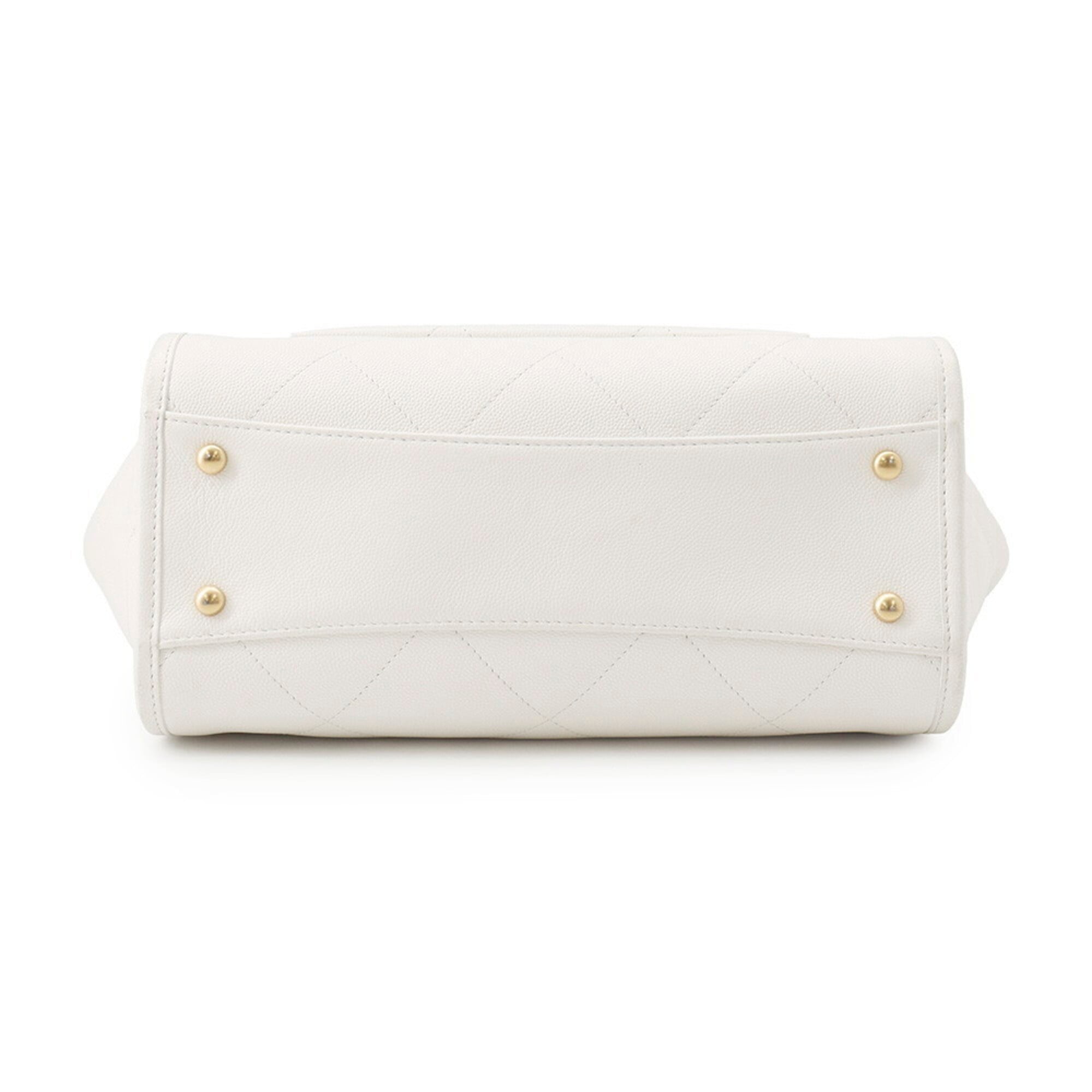 Chanel White Grained Calfskin Shoulder Bag Tote Bag (Pre-Owned)