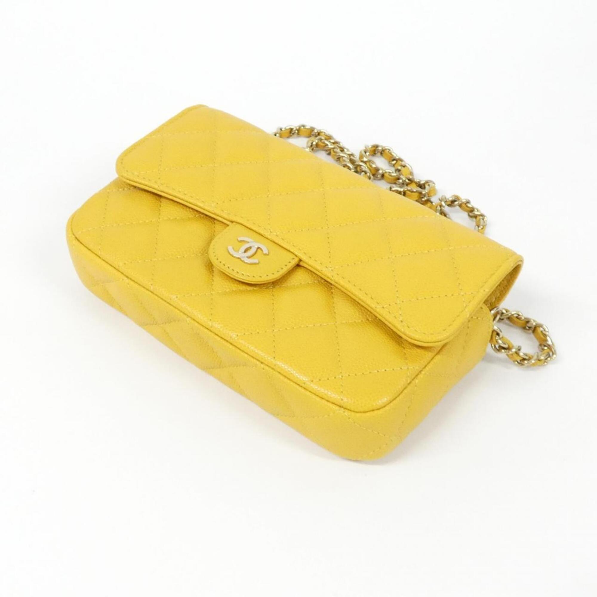 Chanel Yellow Grained Calfskin Phone Wallet (Pre-Owned)
