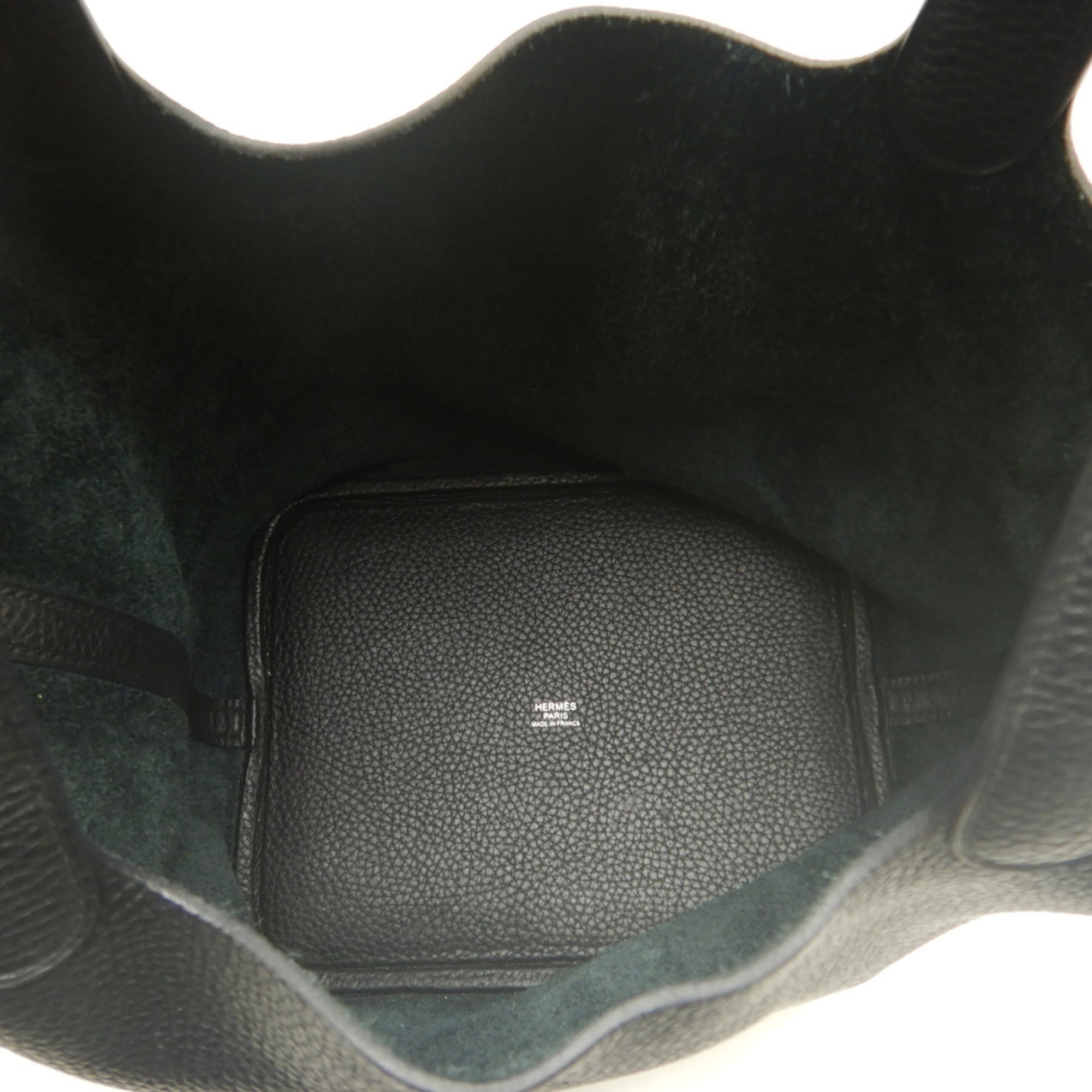 Hermes Picotin Noir Taurillon Clemence Leather Handbag (Pre-Owned)