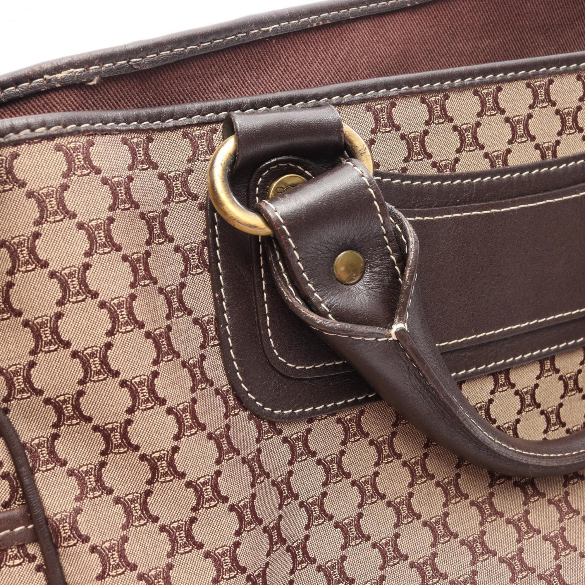 Celine Beige Brown Canvas Leather Handbag (Pre-Owned)