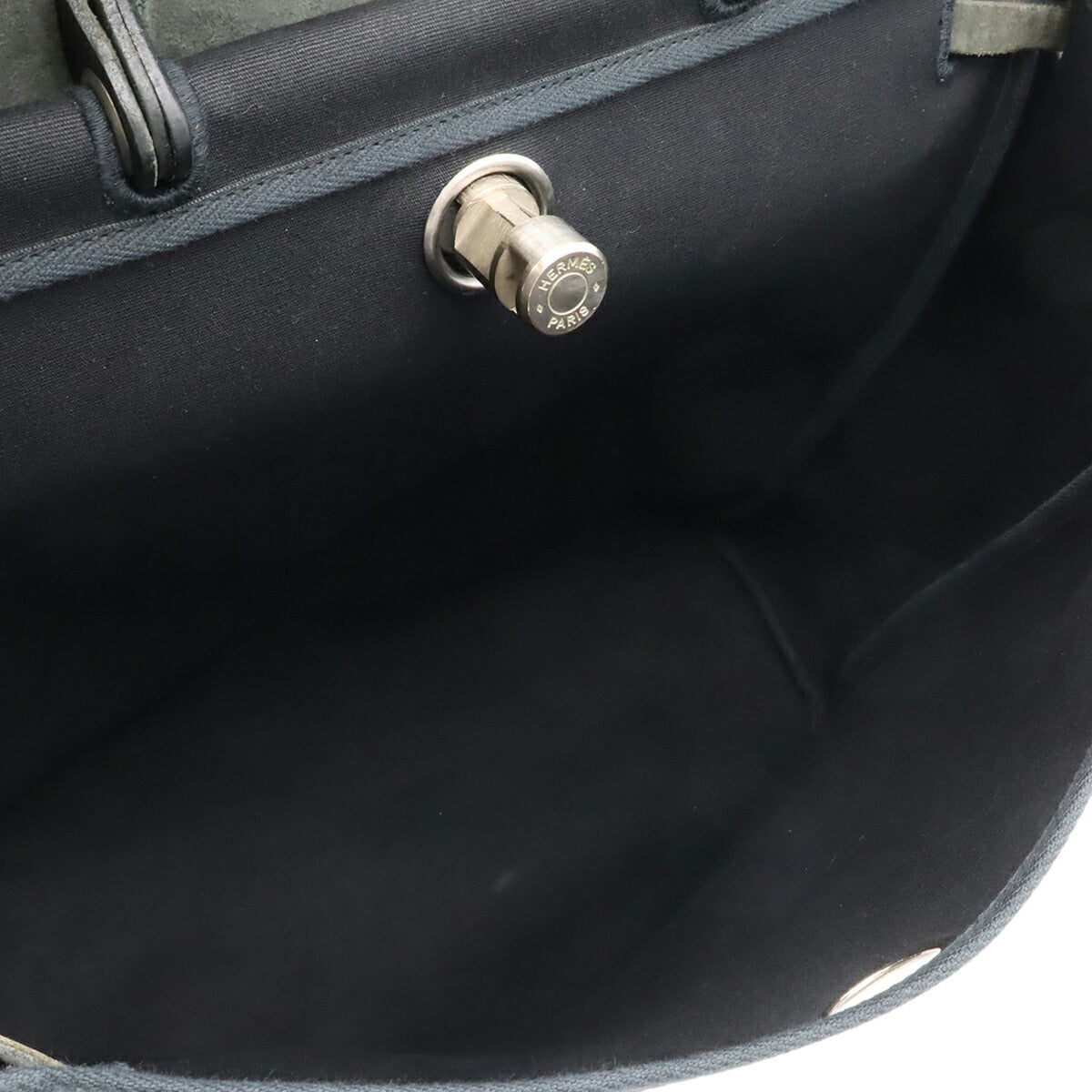 Hermes Black Toile Officier Leather Handbag Shoulder Bag (Pre-Owned)